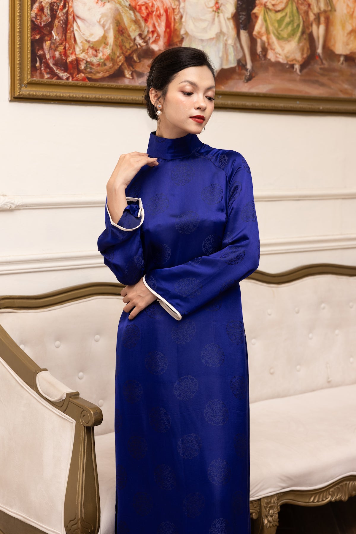 Blue silk Vietnamese dress