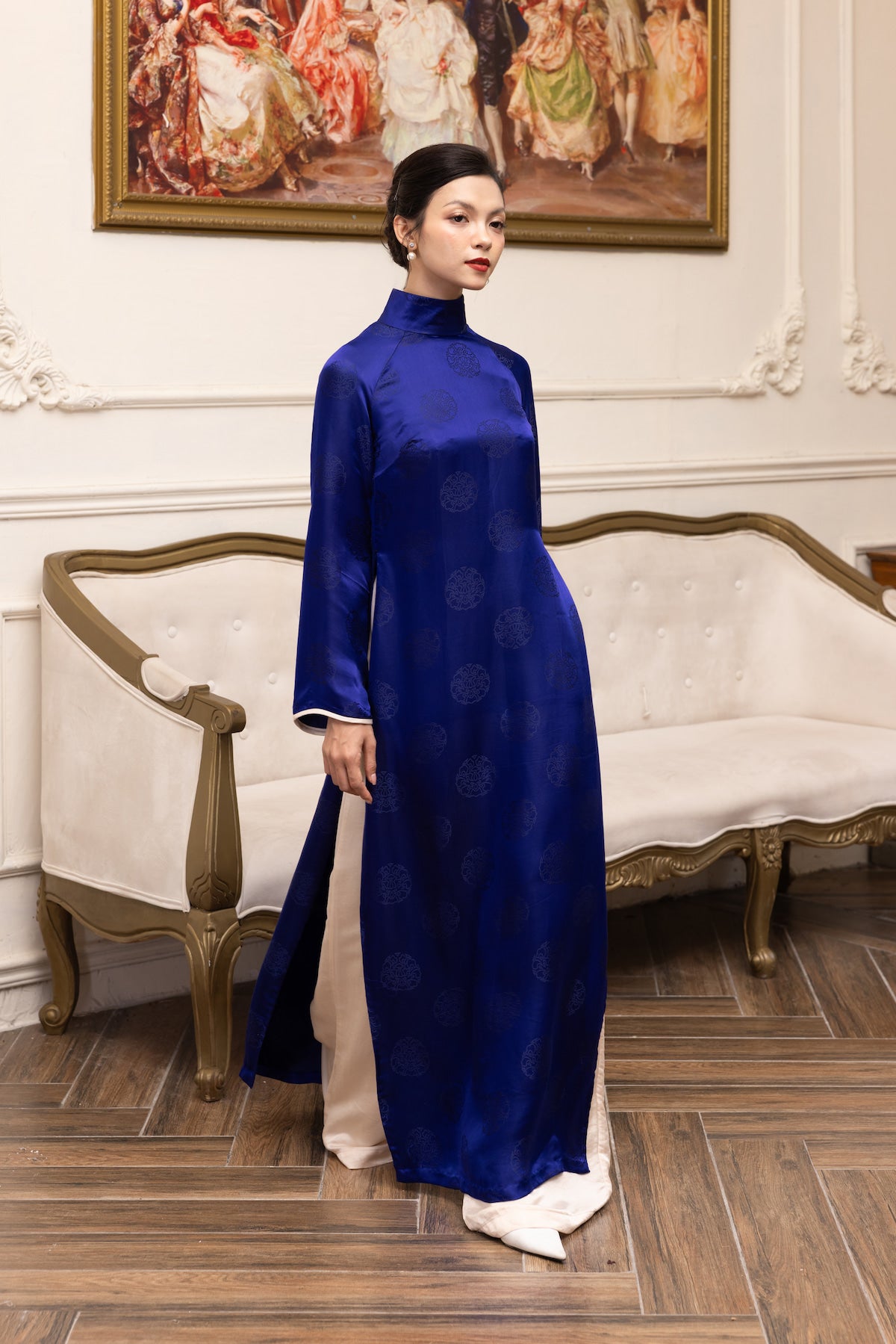 Blue silk Vietnamese dress