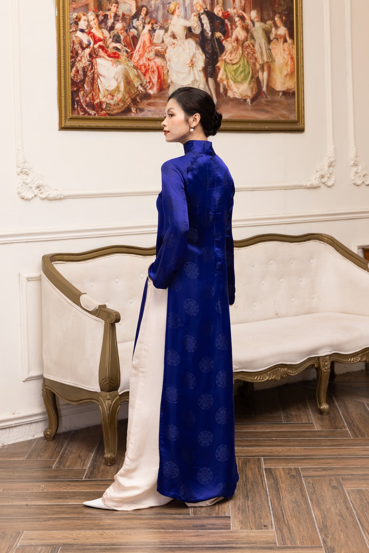 Blue silk Vietnamese dress