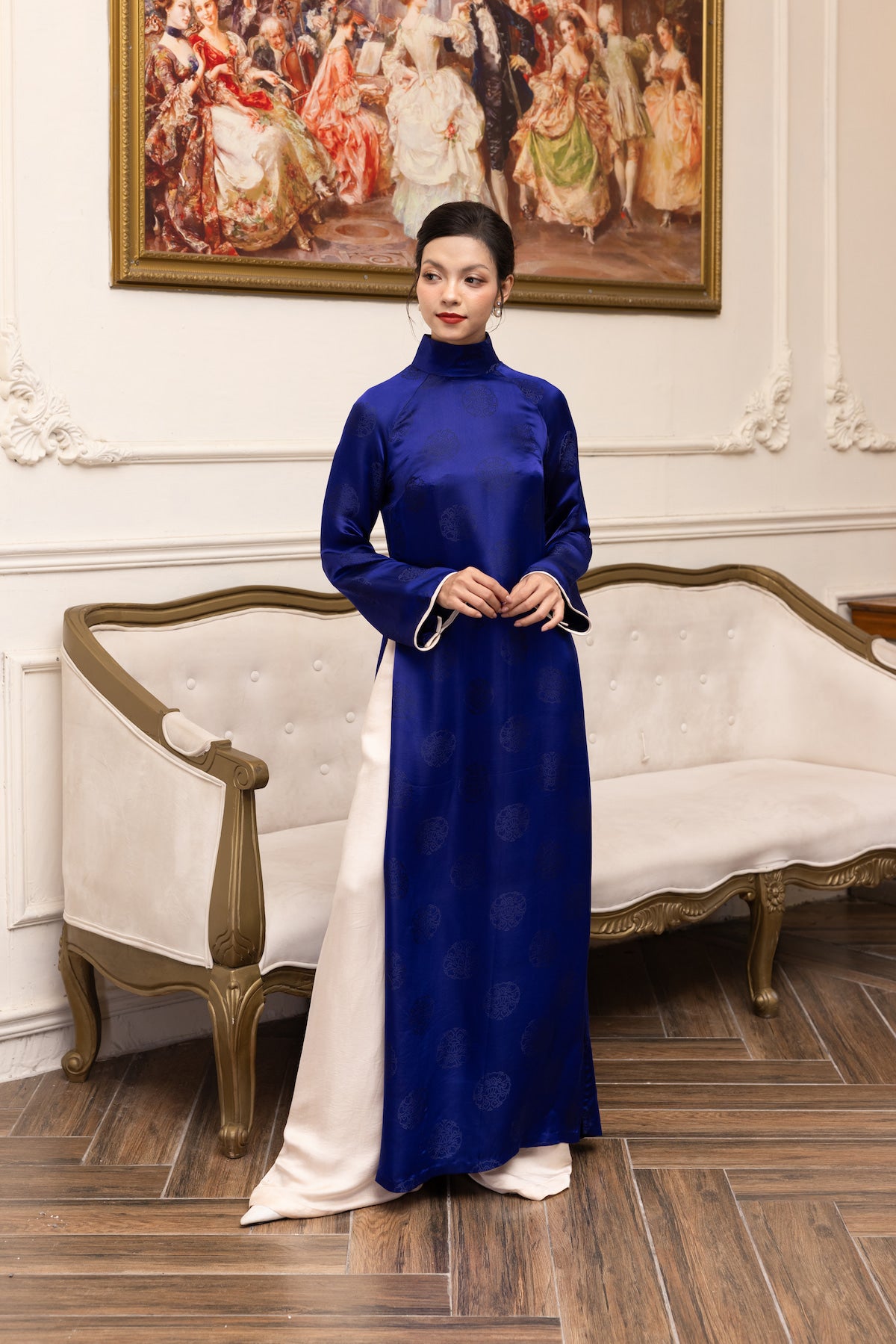 Blue silk Vietnamese dress