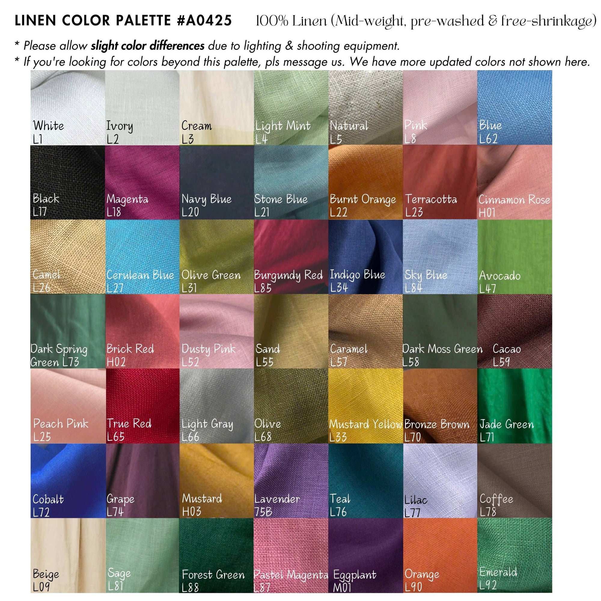 Natural linen sample set