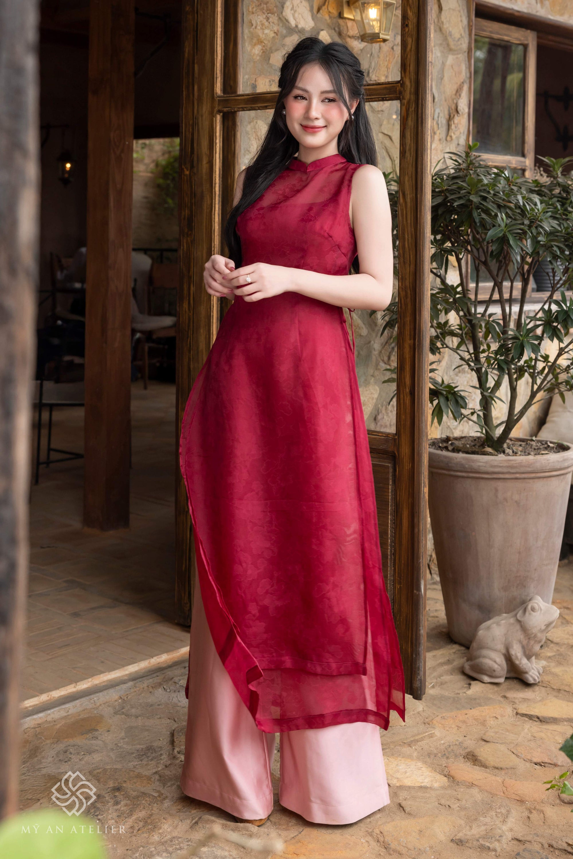 Double layer silk ao dai