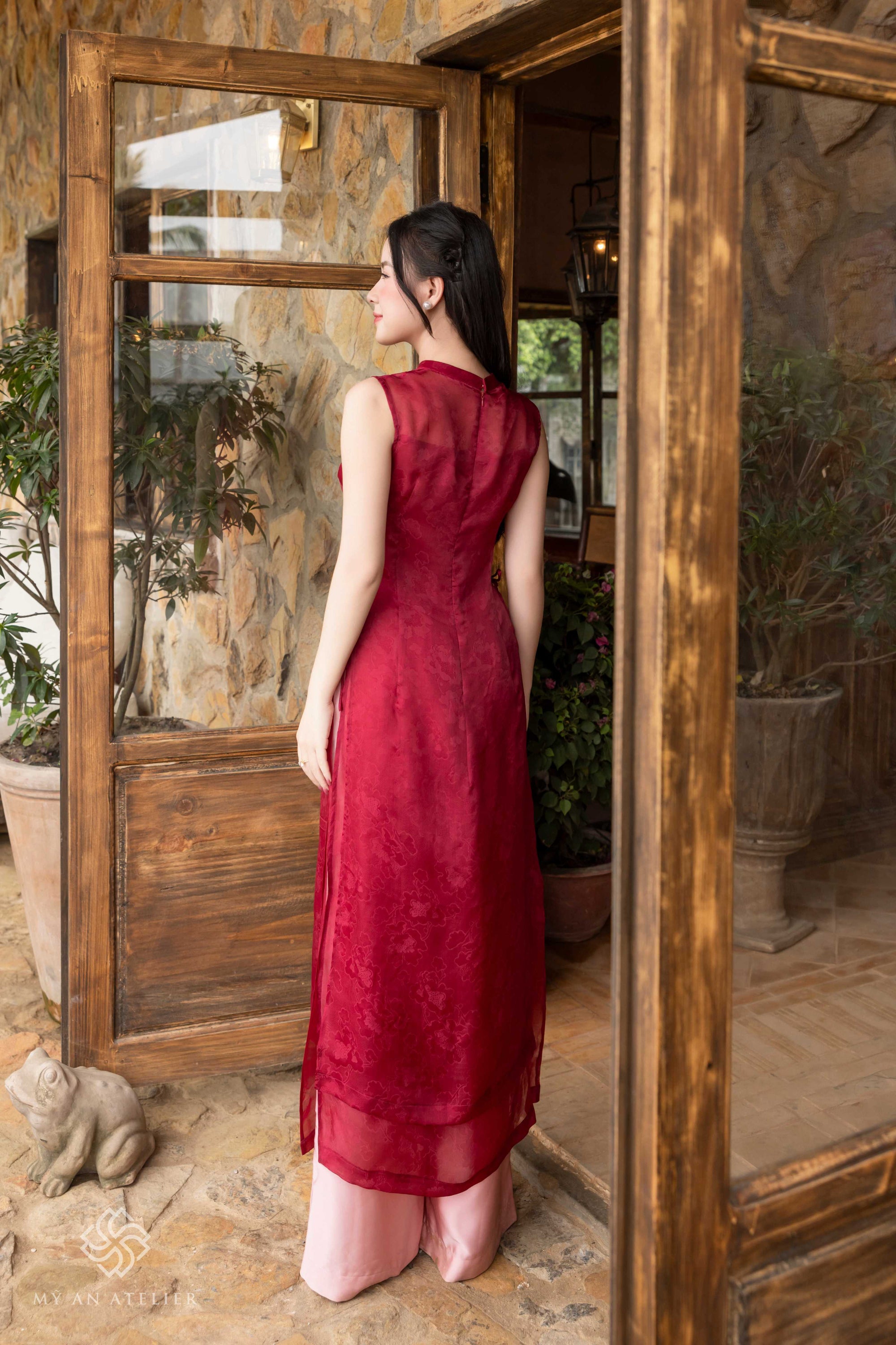 Double layer silk ao dai