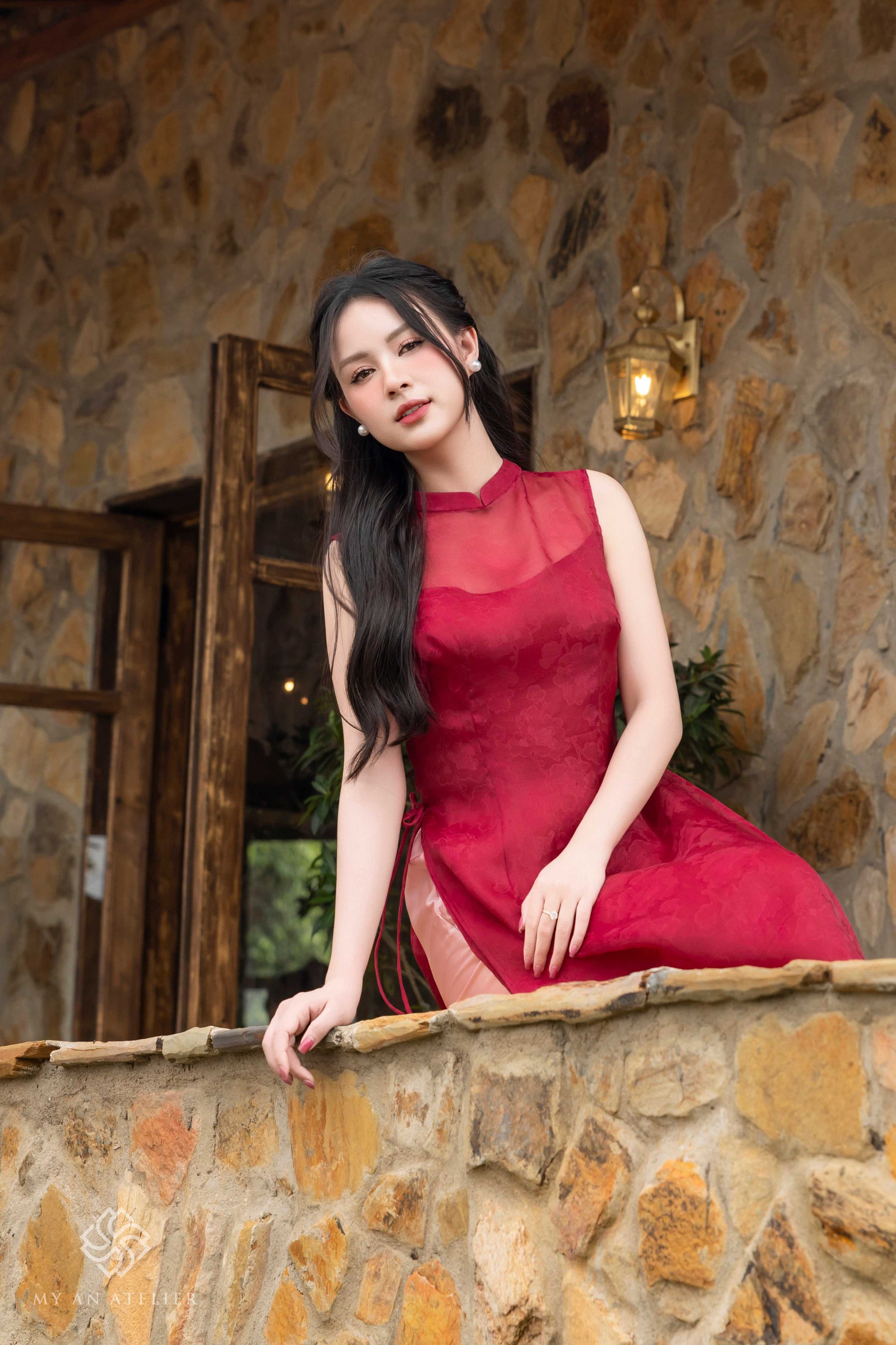 Double layer silk ao dai