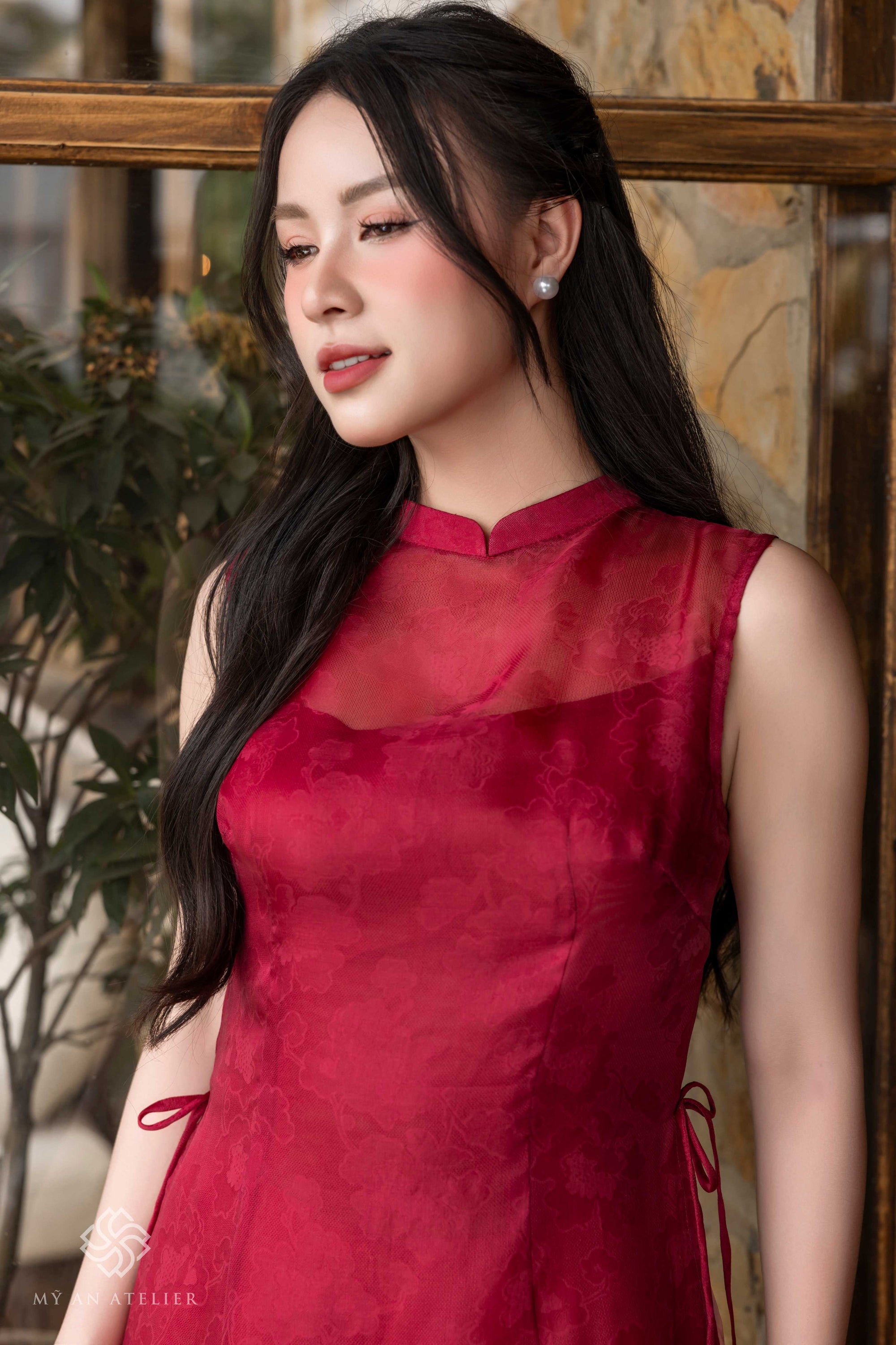 Double layer silk ao dai