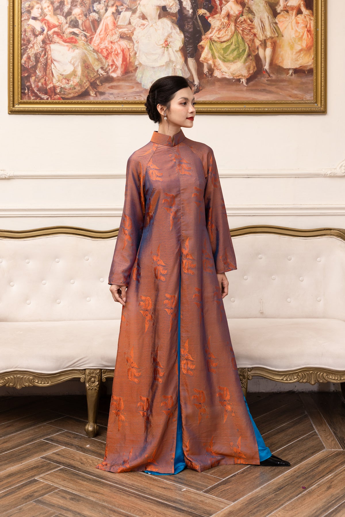 front slit silk ao dai dress
