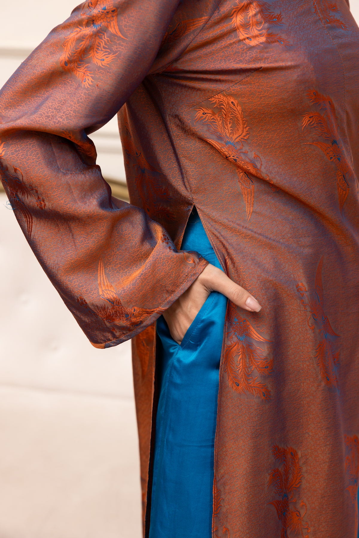 front slit silk ao dai dress