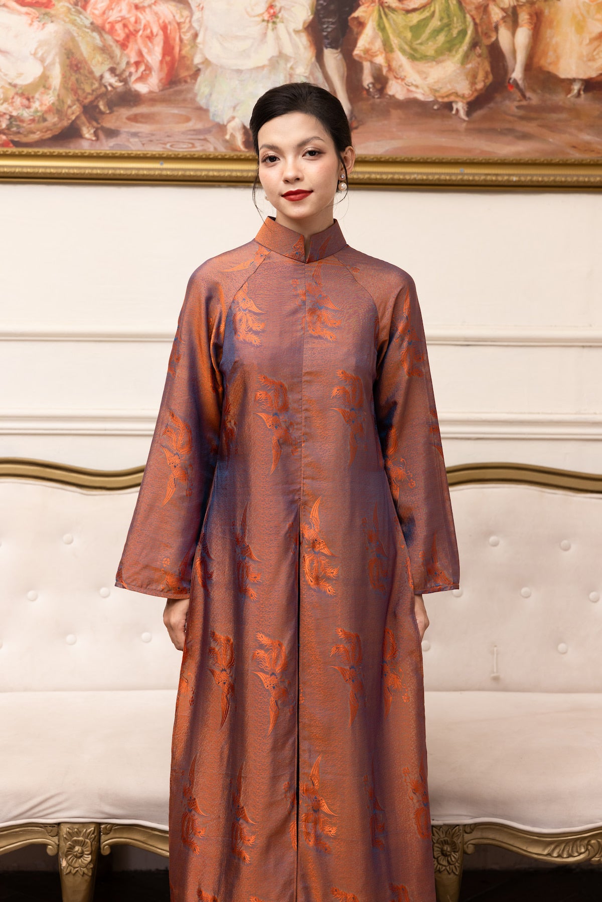 front slit silk ao dai dress