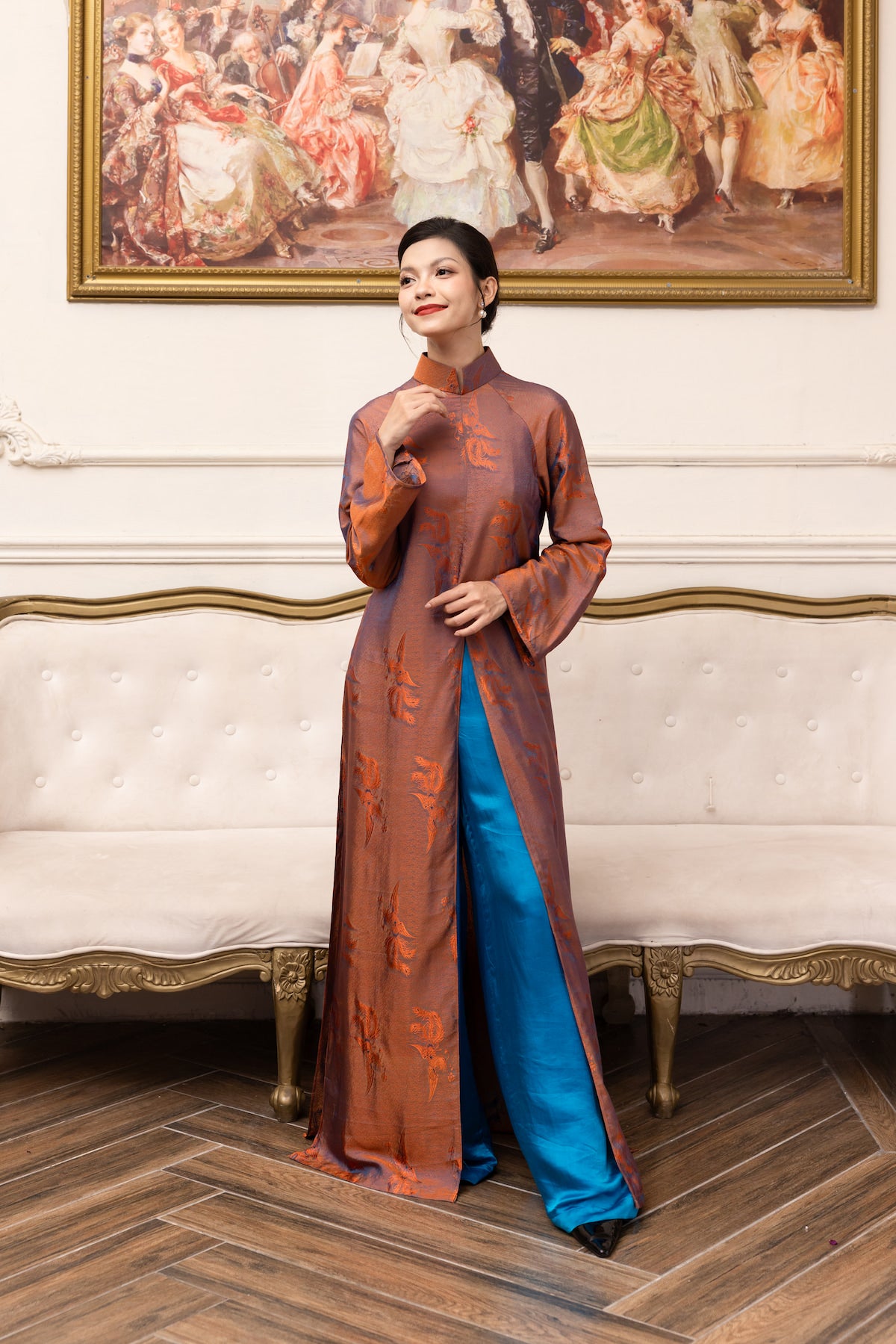 front slit silk ao dai dress