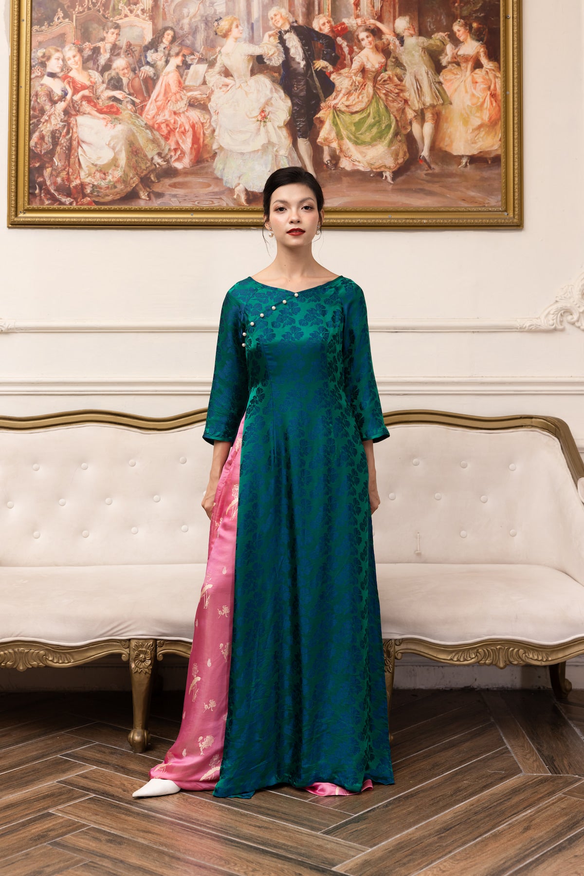 Green silk ao dai