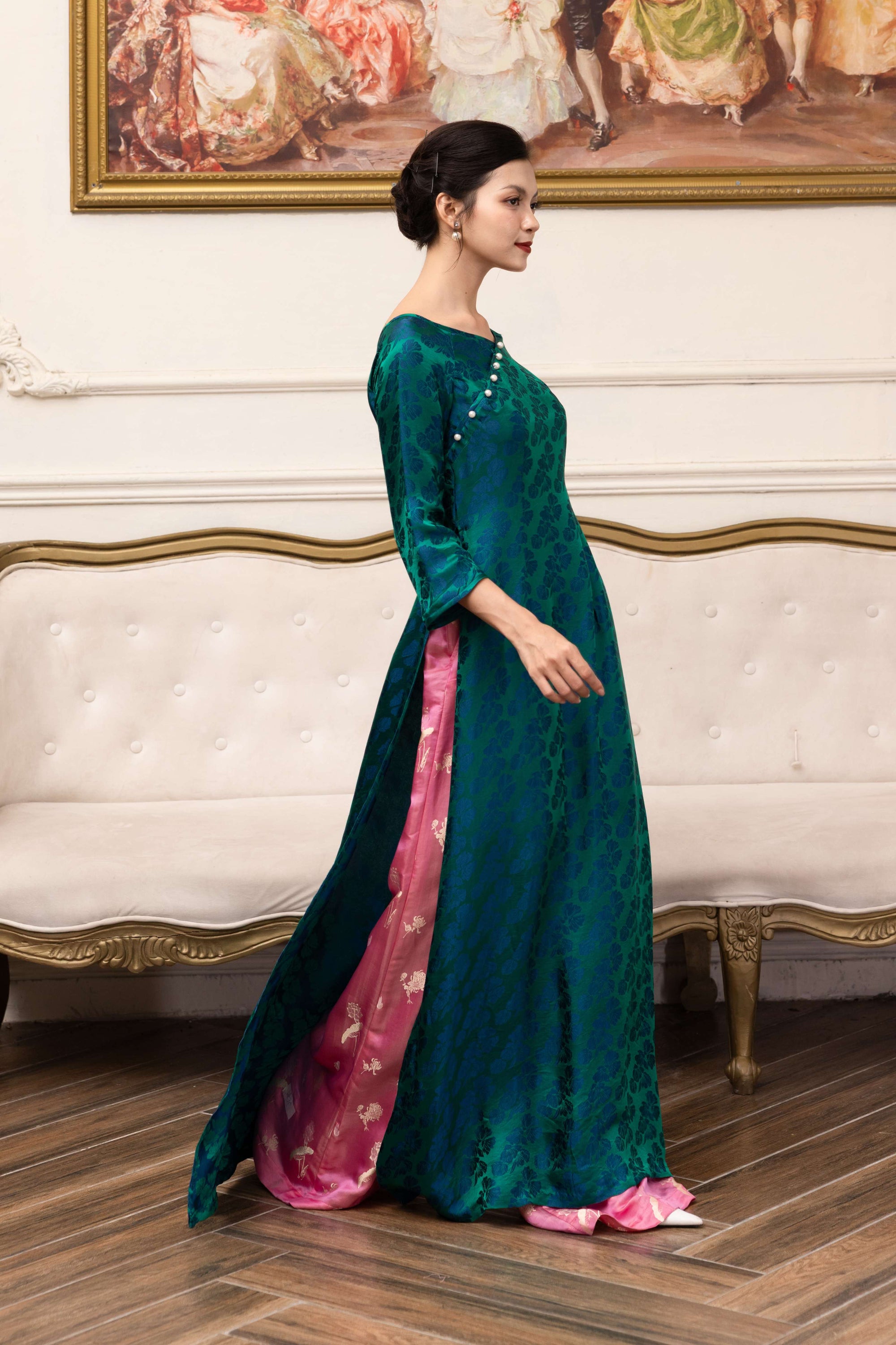 Green silk ao dai