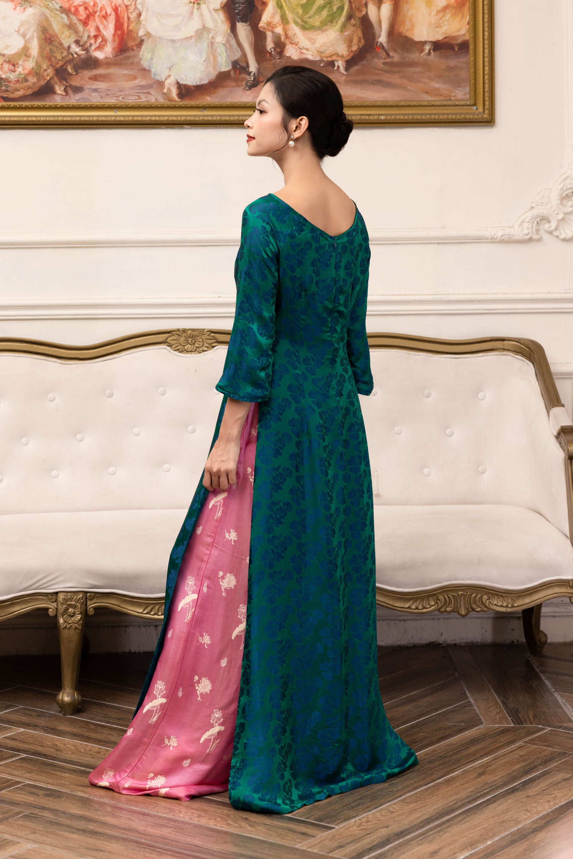 Green silk ao dai