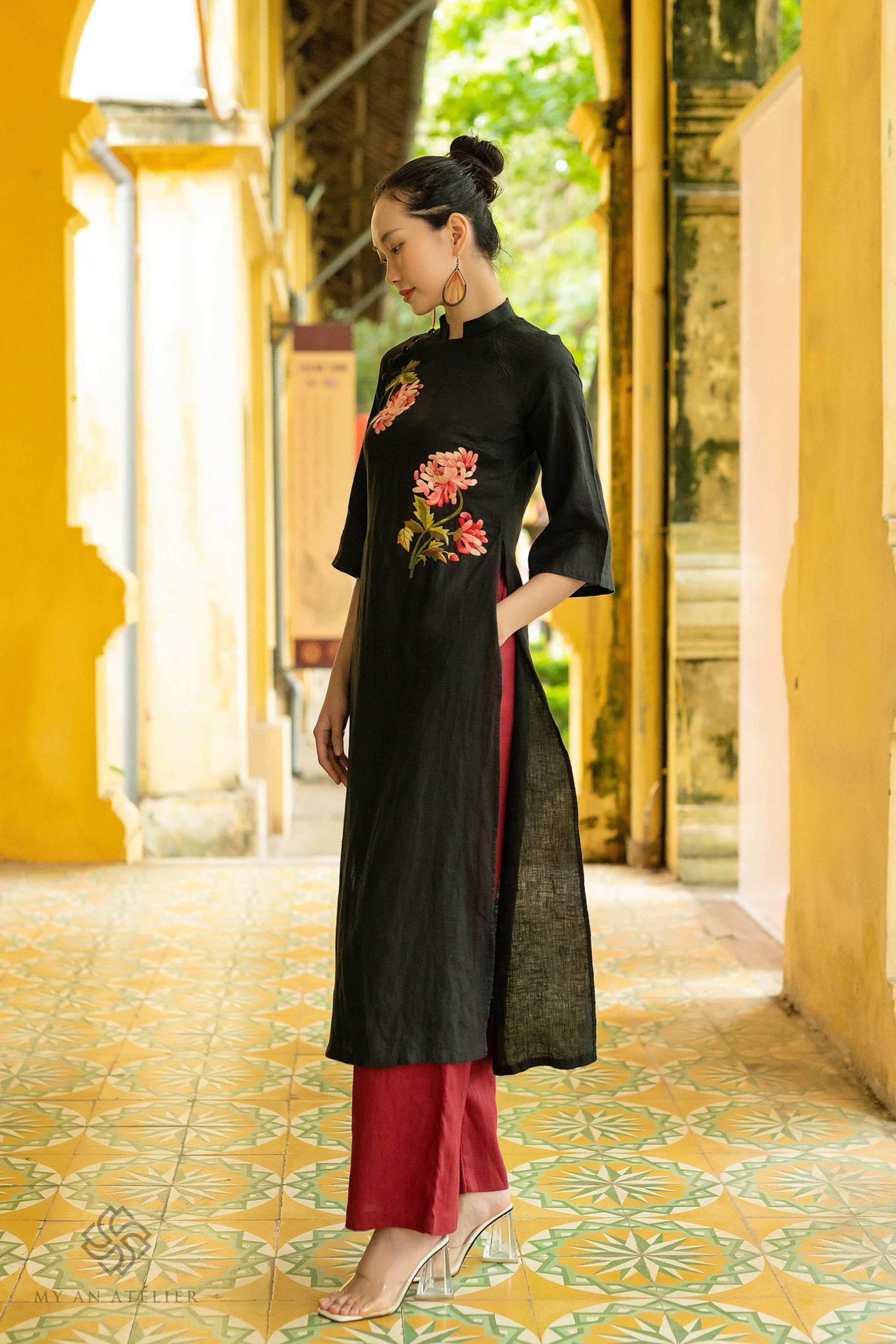 Linen ao dai women modern