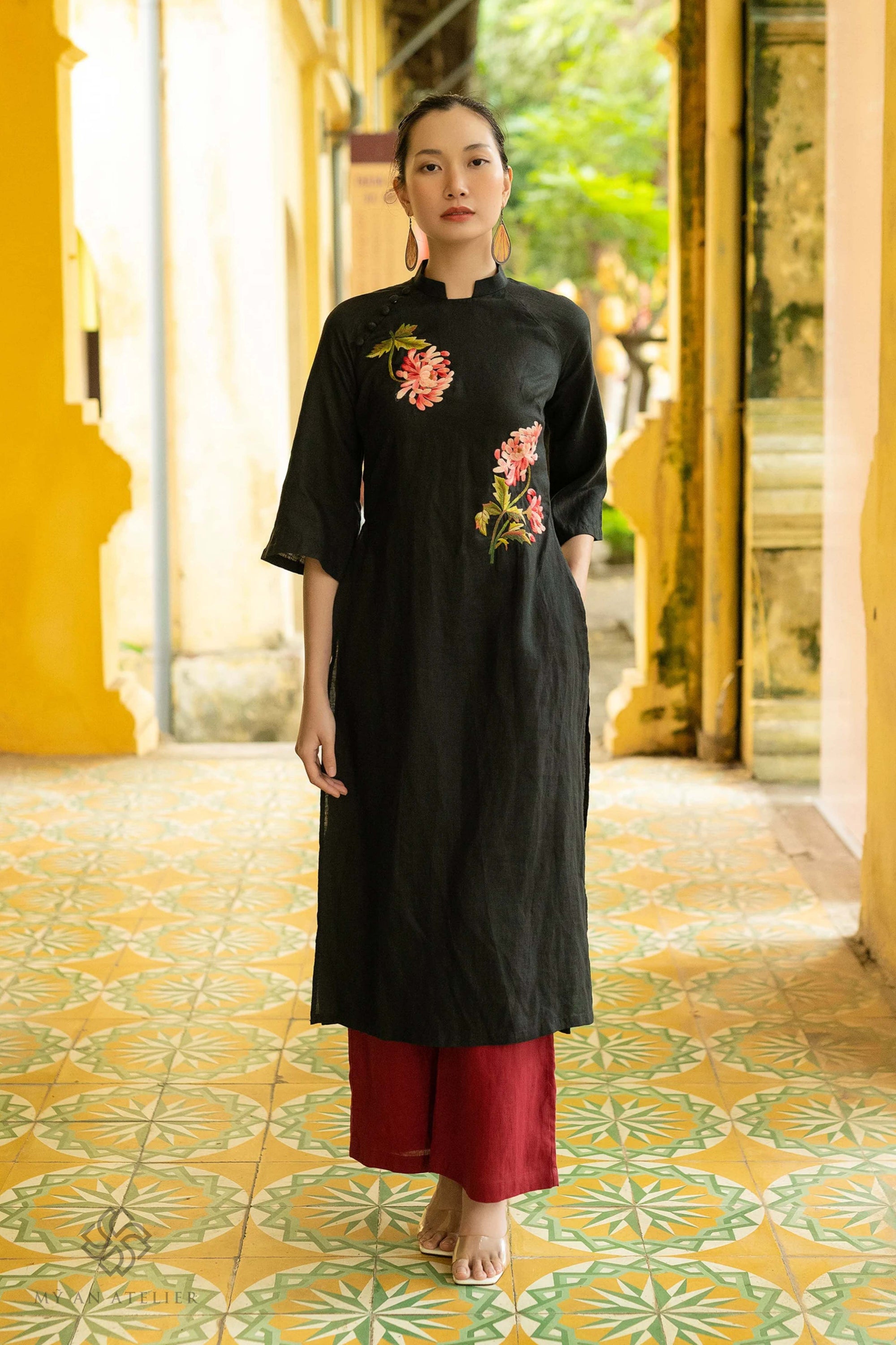 Linen ao dai women modern