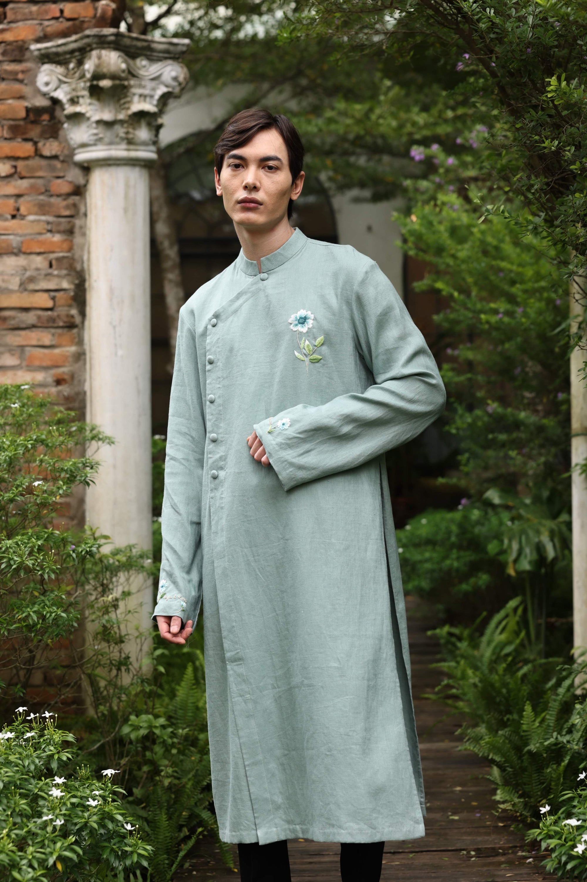 Hand-embroidered men’s ao dai