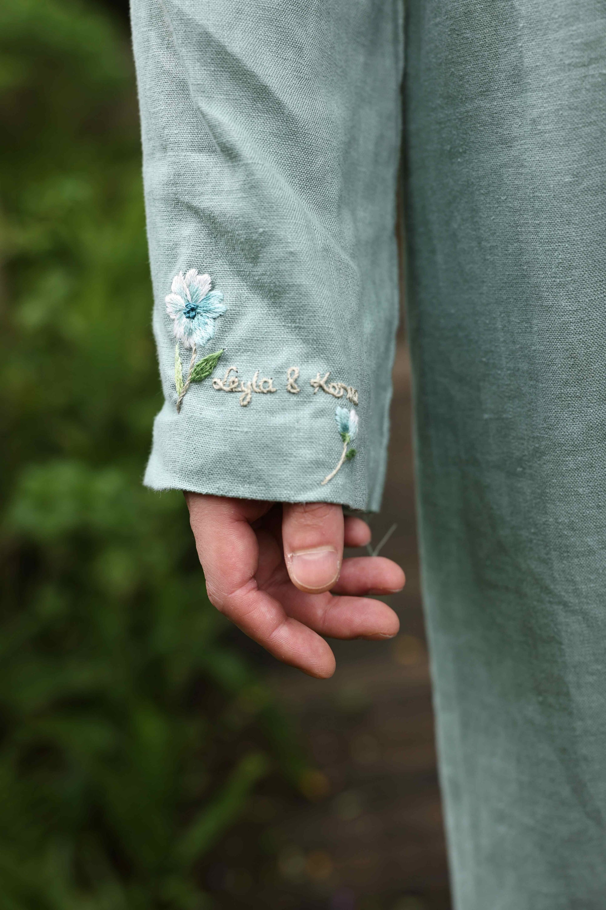 Hand-embroidered men’s ao dai