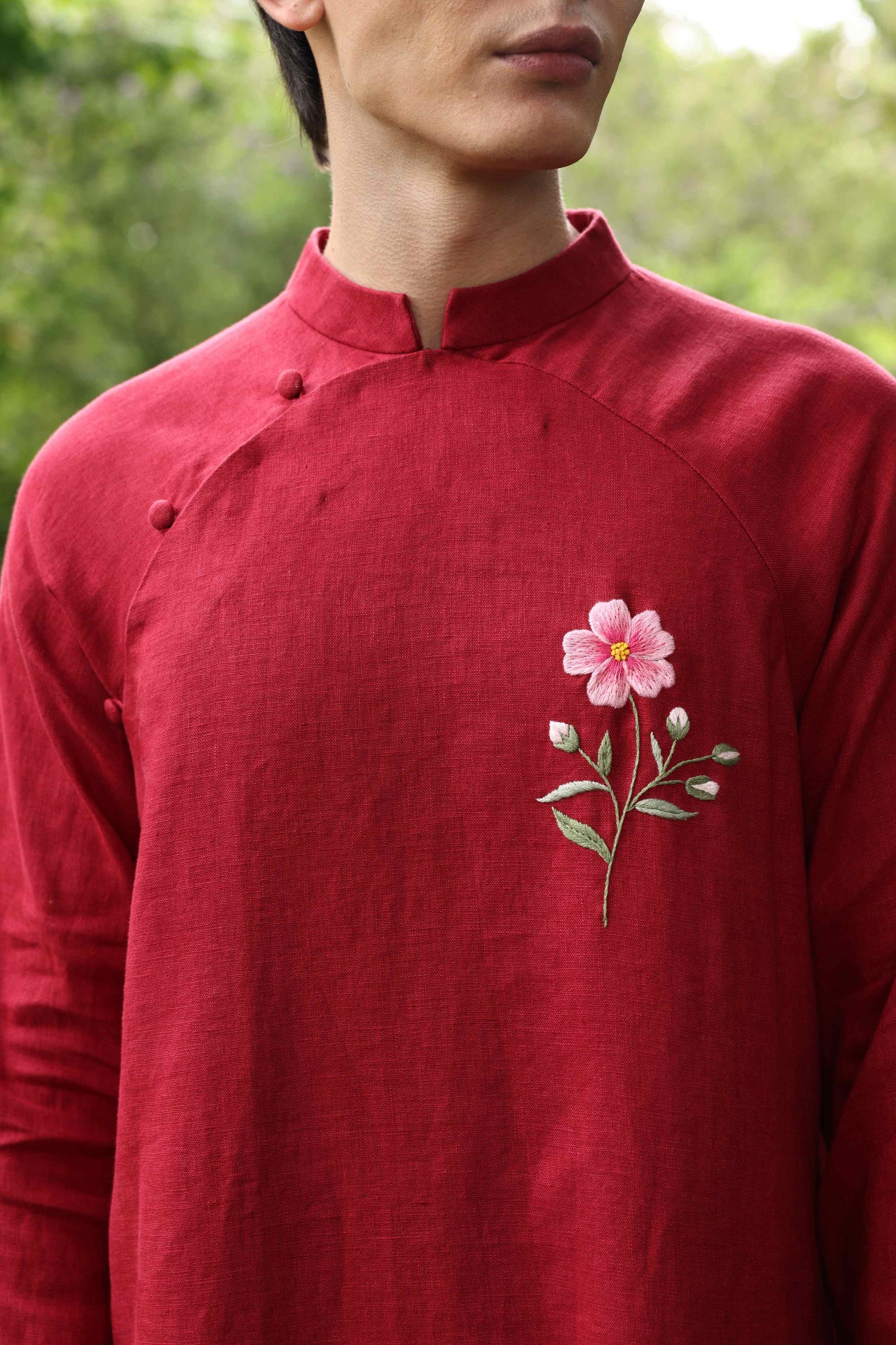 Hand-embroidered men’s long tunic