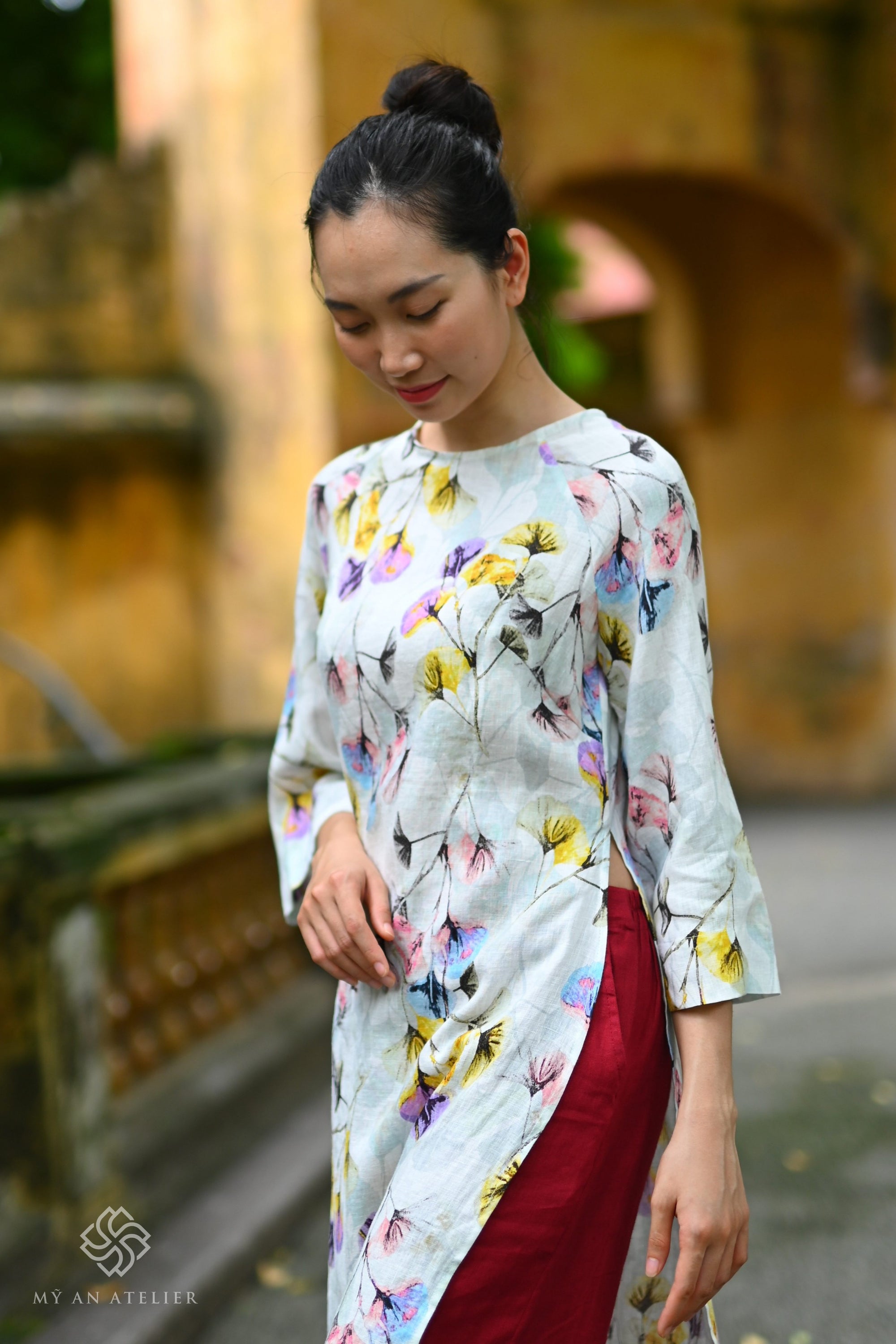Linen ao dai dress modern