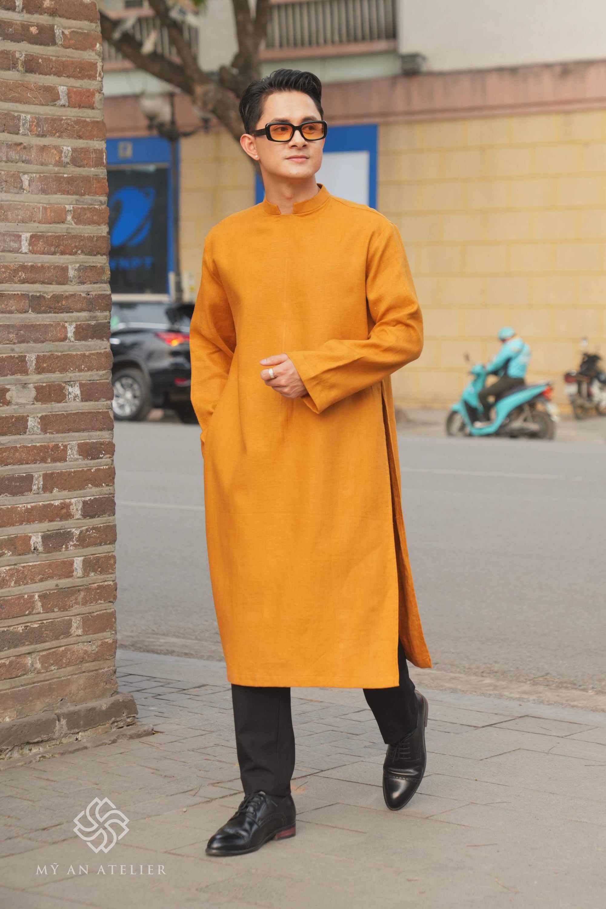 Linen ao dai wedding for men