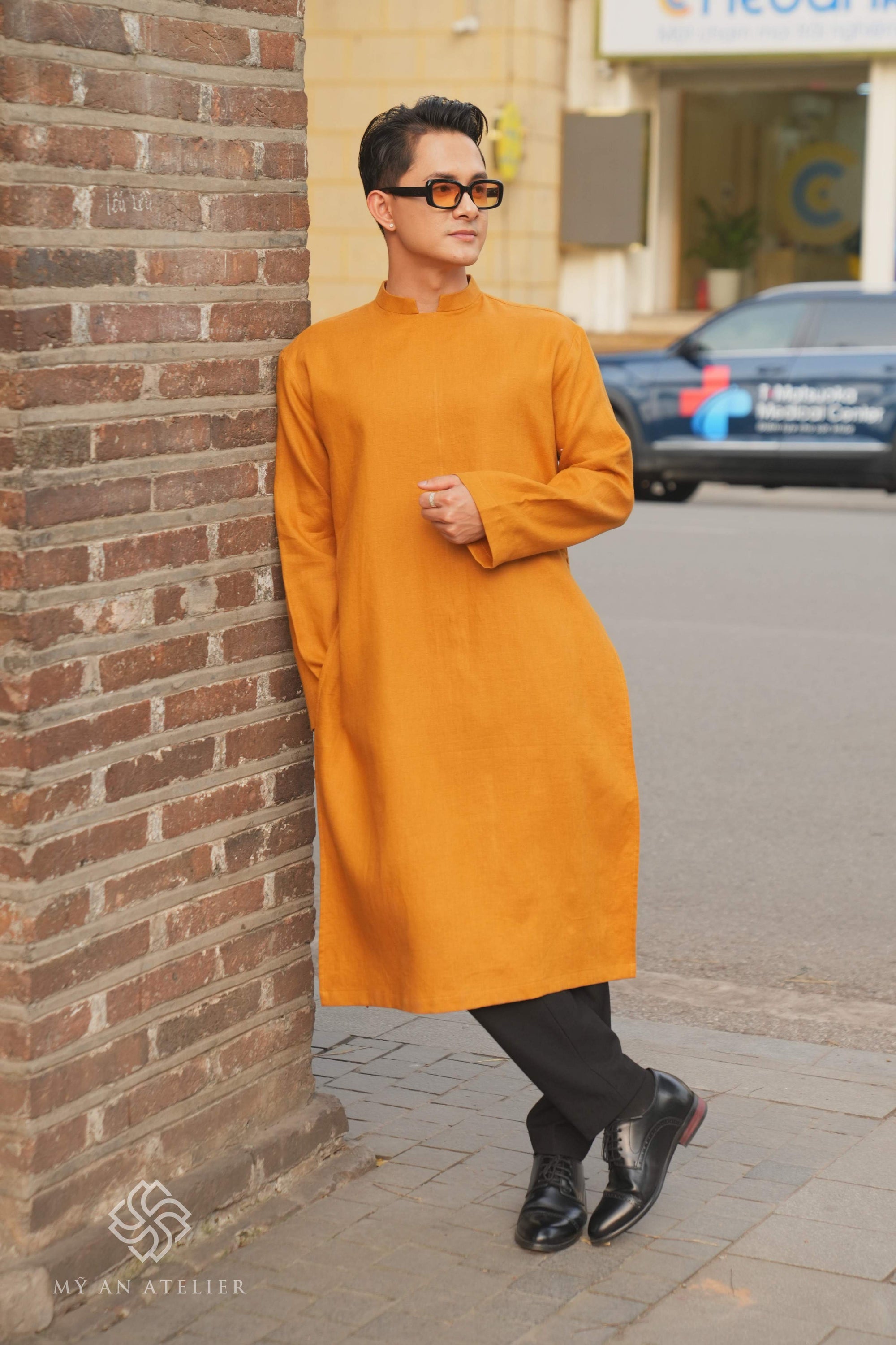 Linen ao dai wedding for men