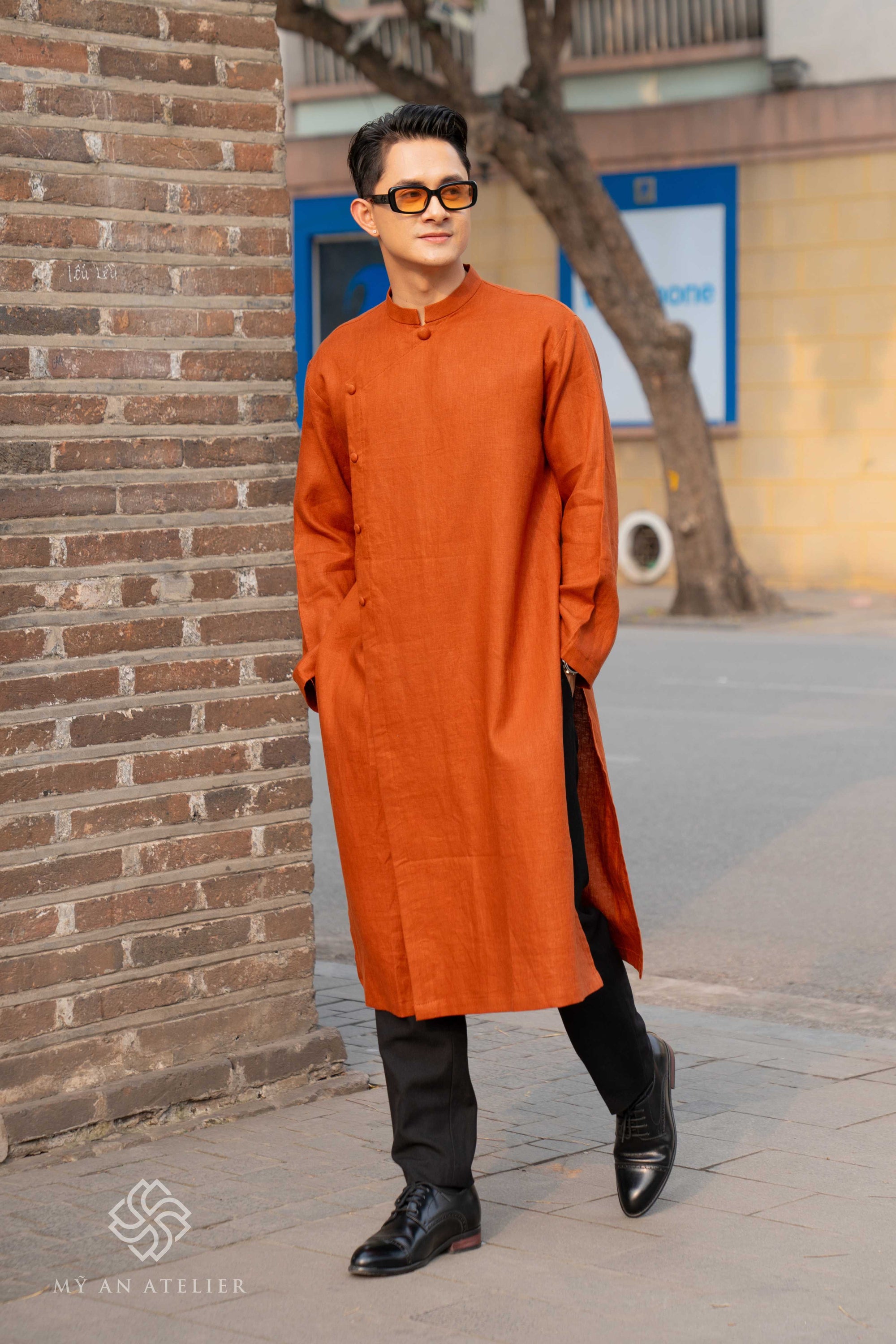 Linen men traditional long dress