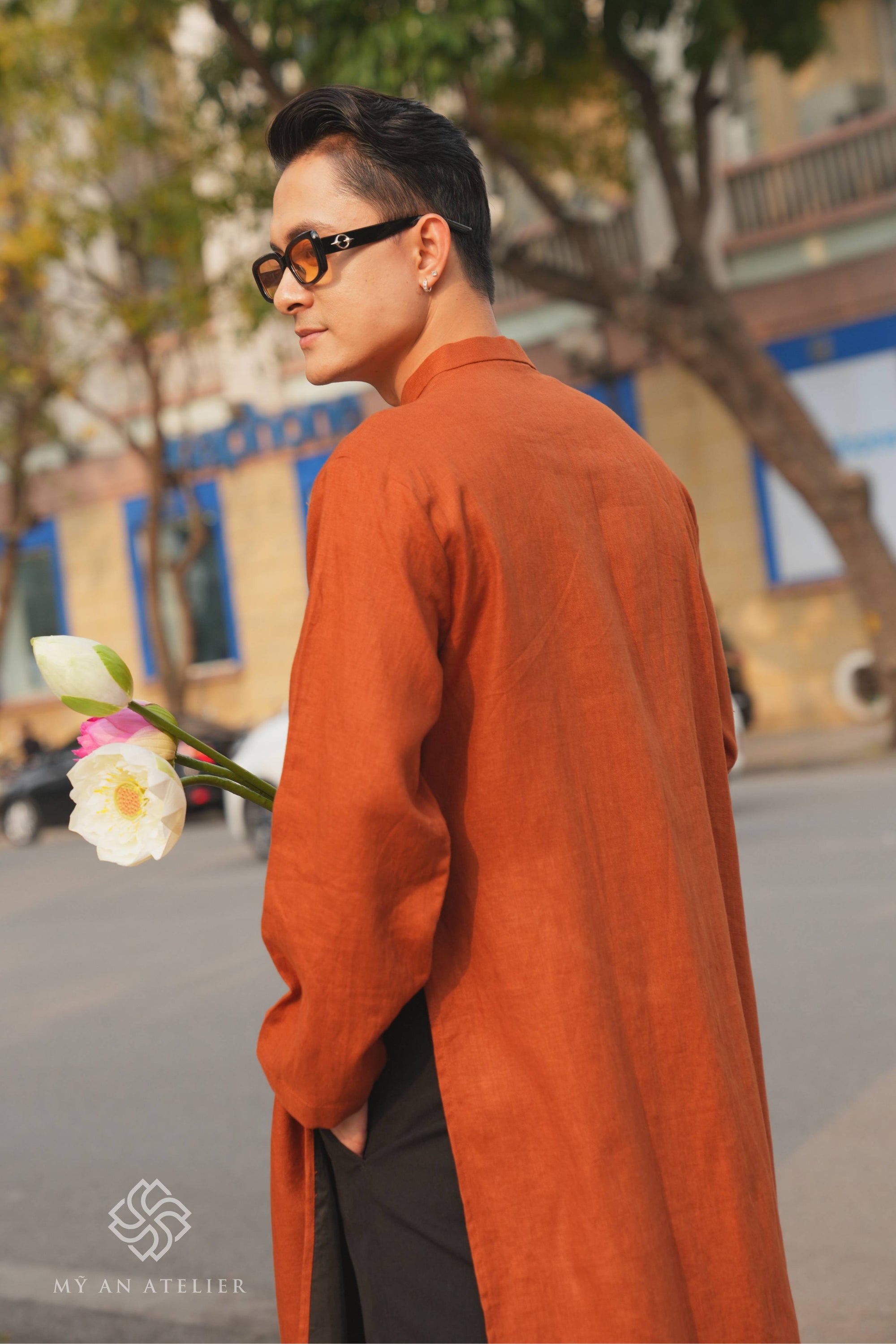 Linen men traditional long dress