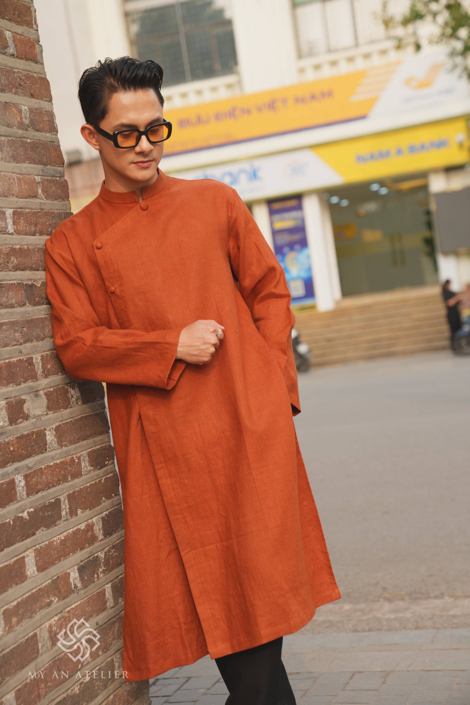 Linen men traditional long dress