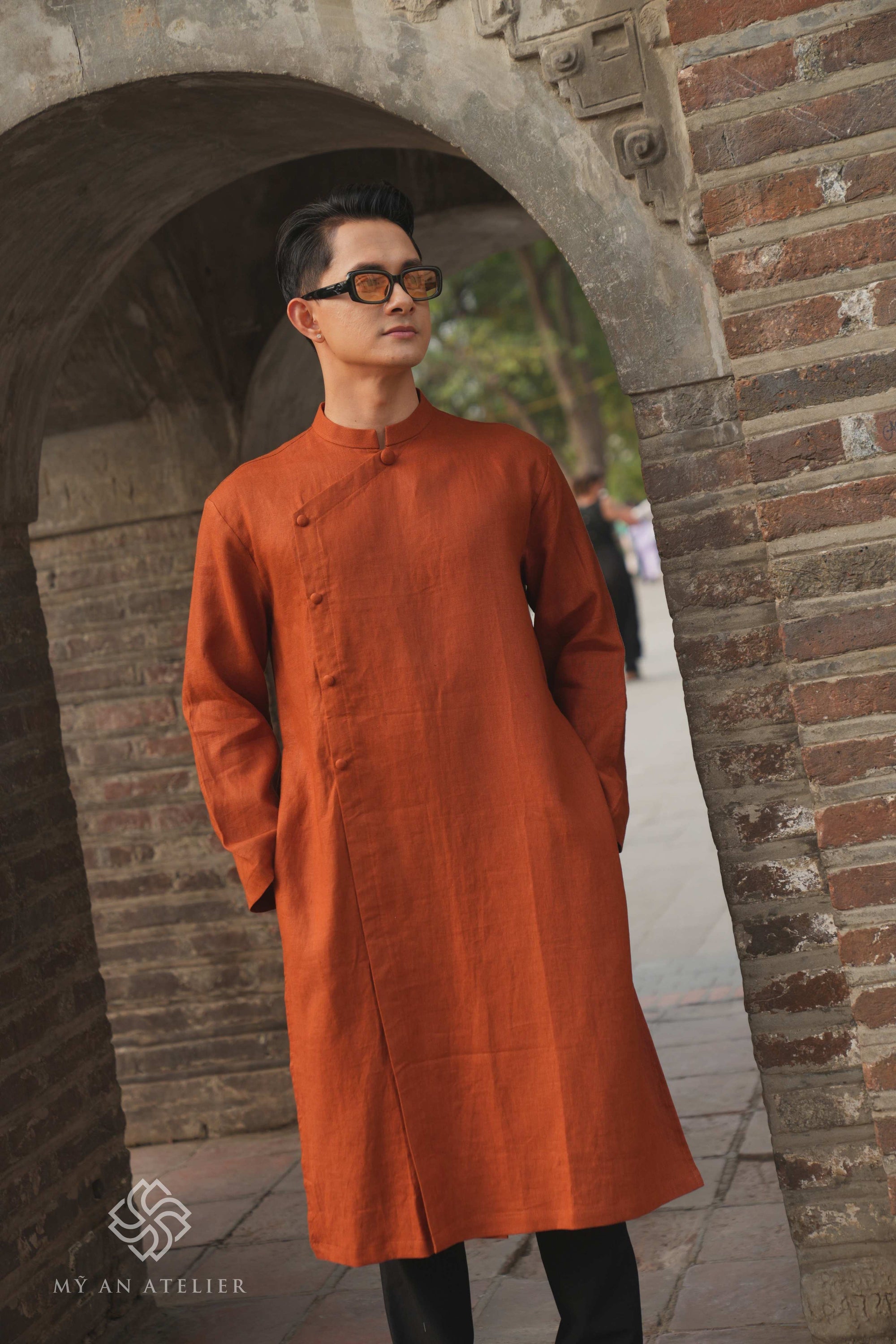 Linen men traditional long dress