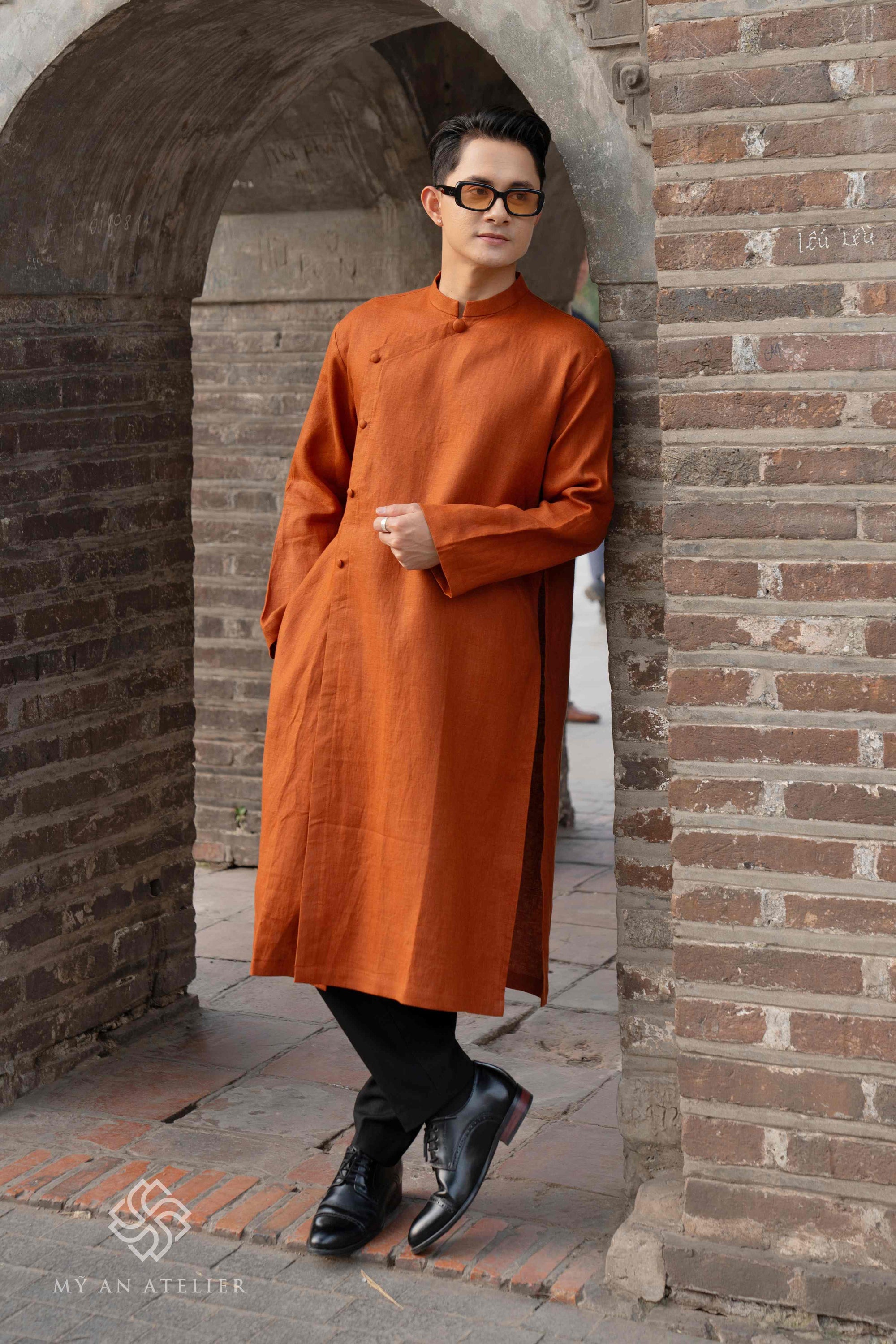 Linen men traditional long dress