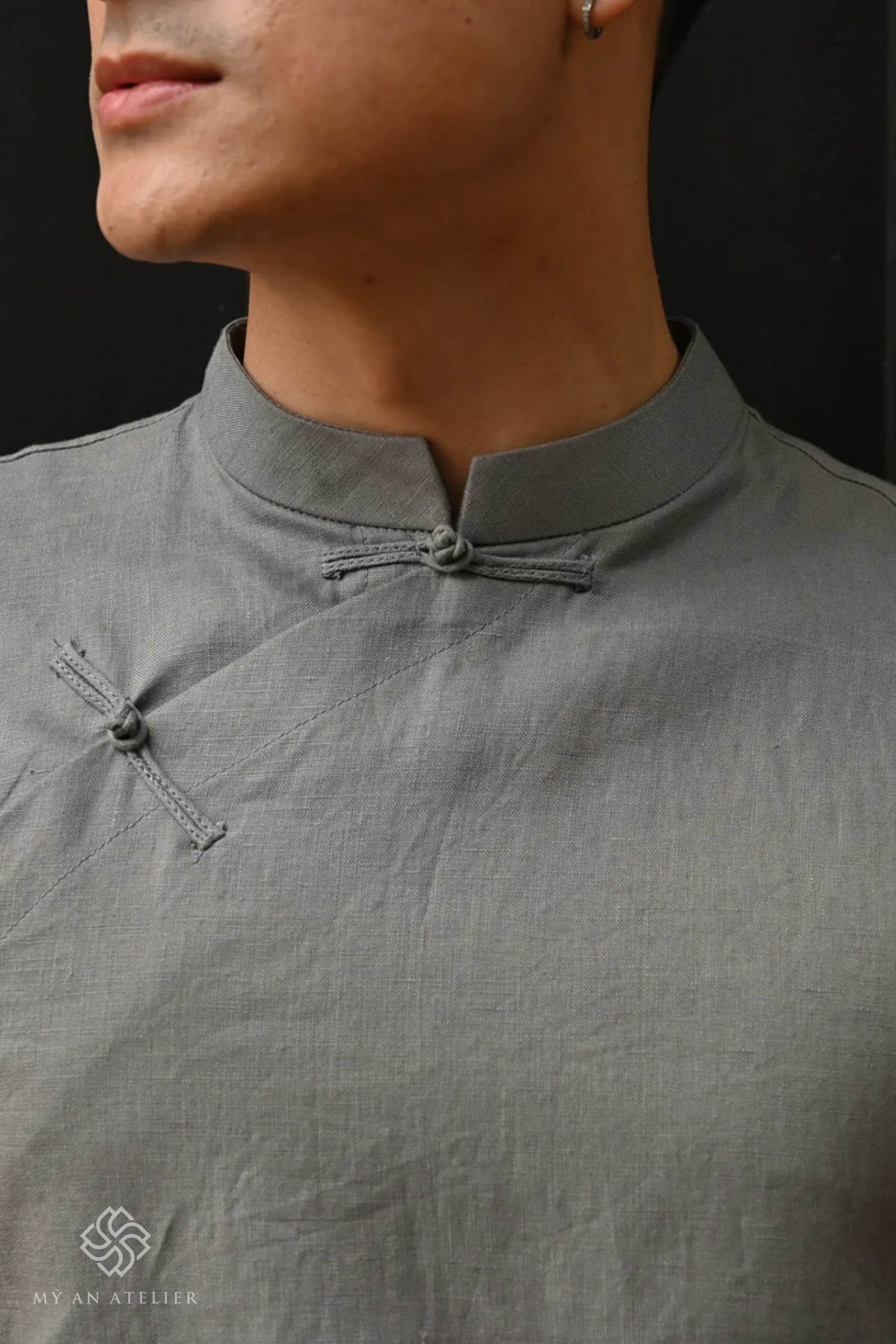 Linen men's ao dai Vietnamese dress