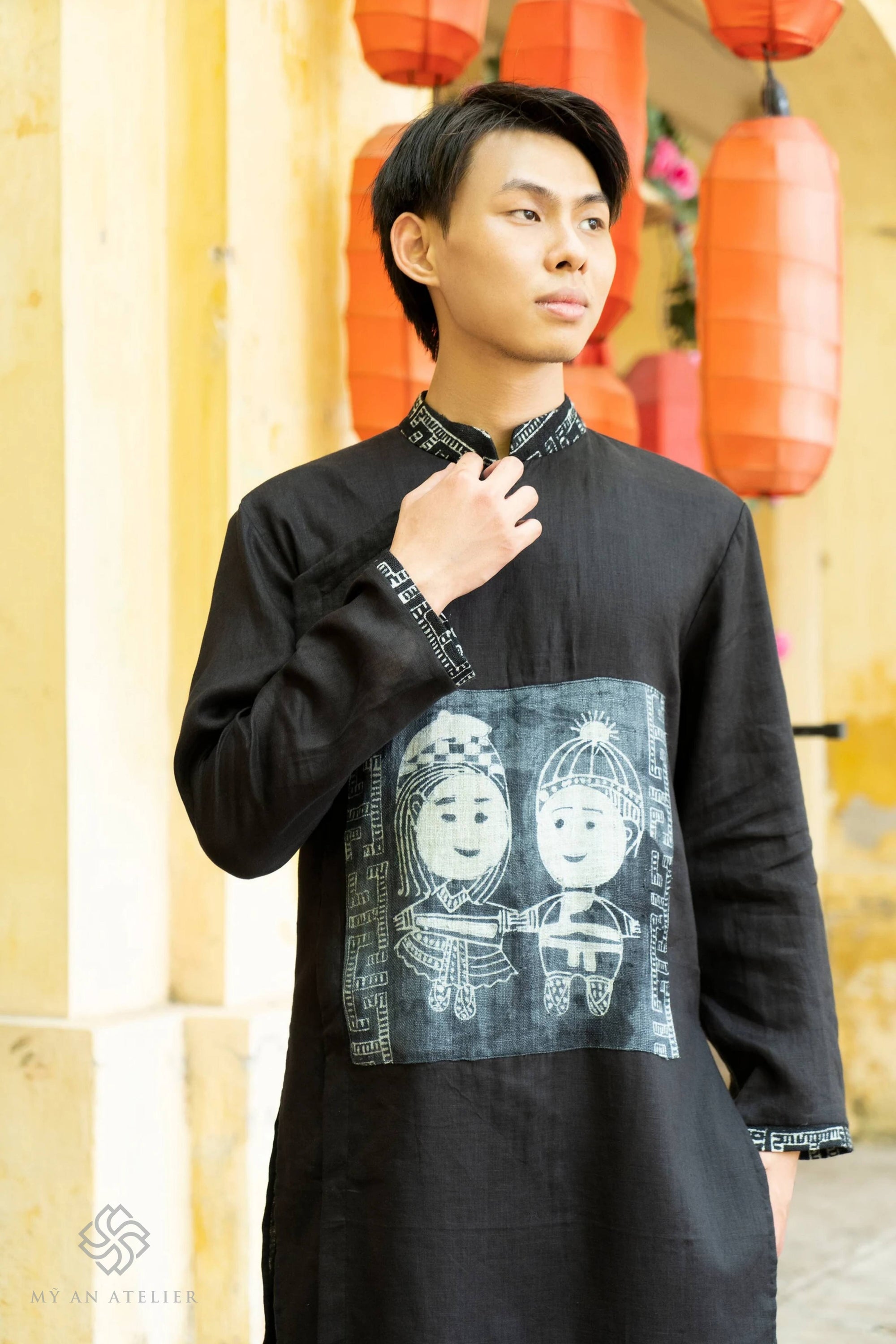 Linen Vietnam men traditional dress