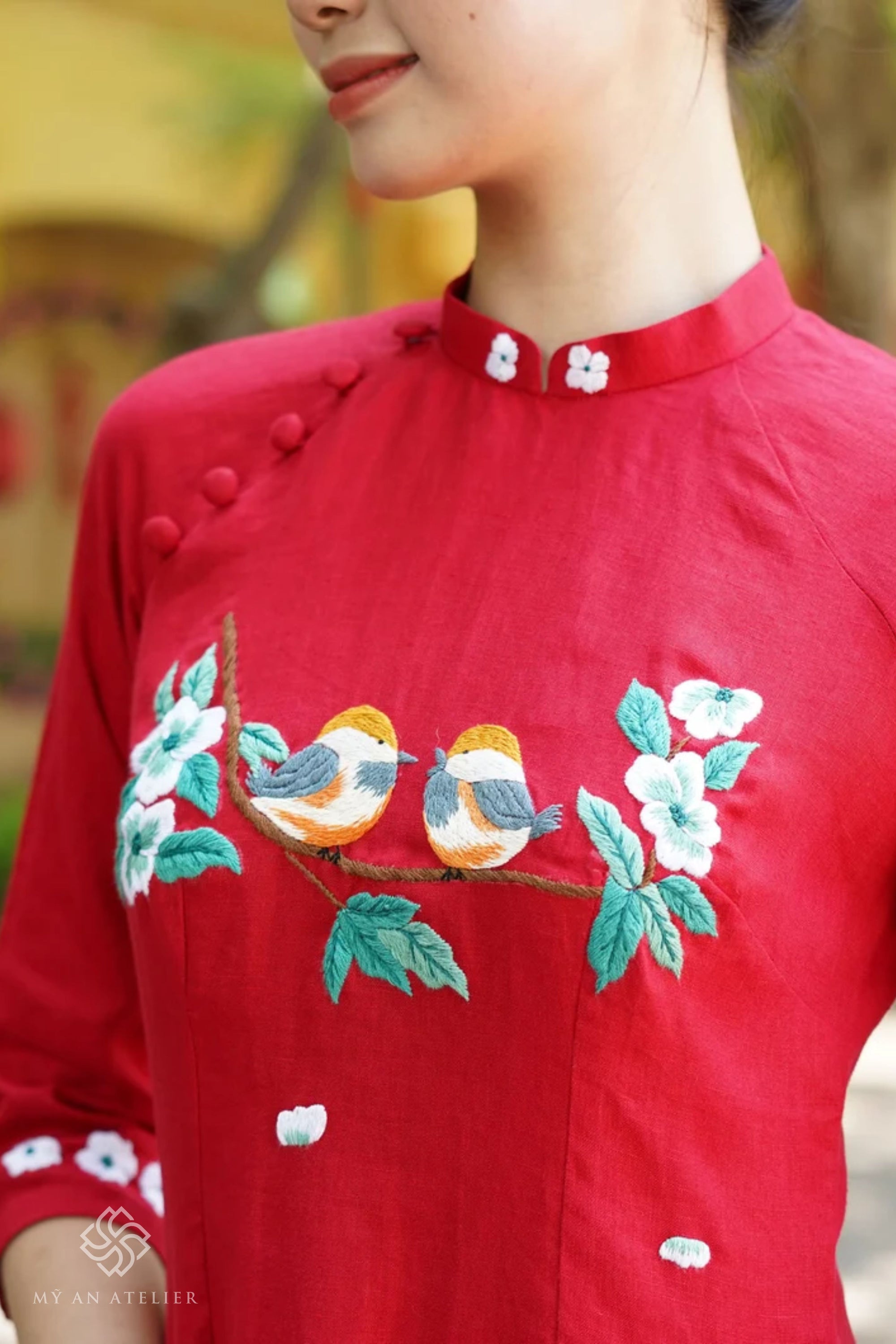 Linen Vietnamese bride dress
