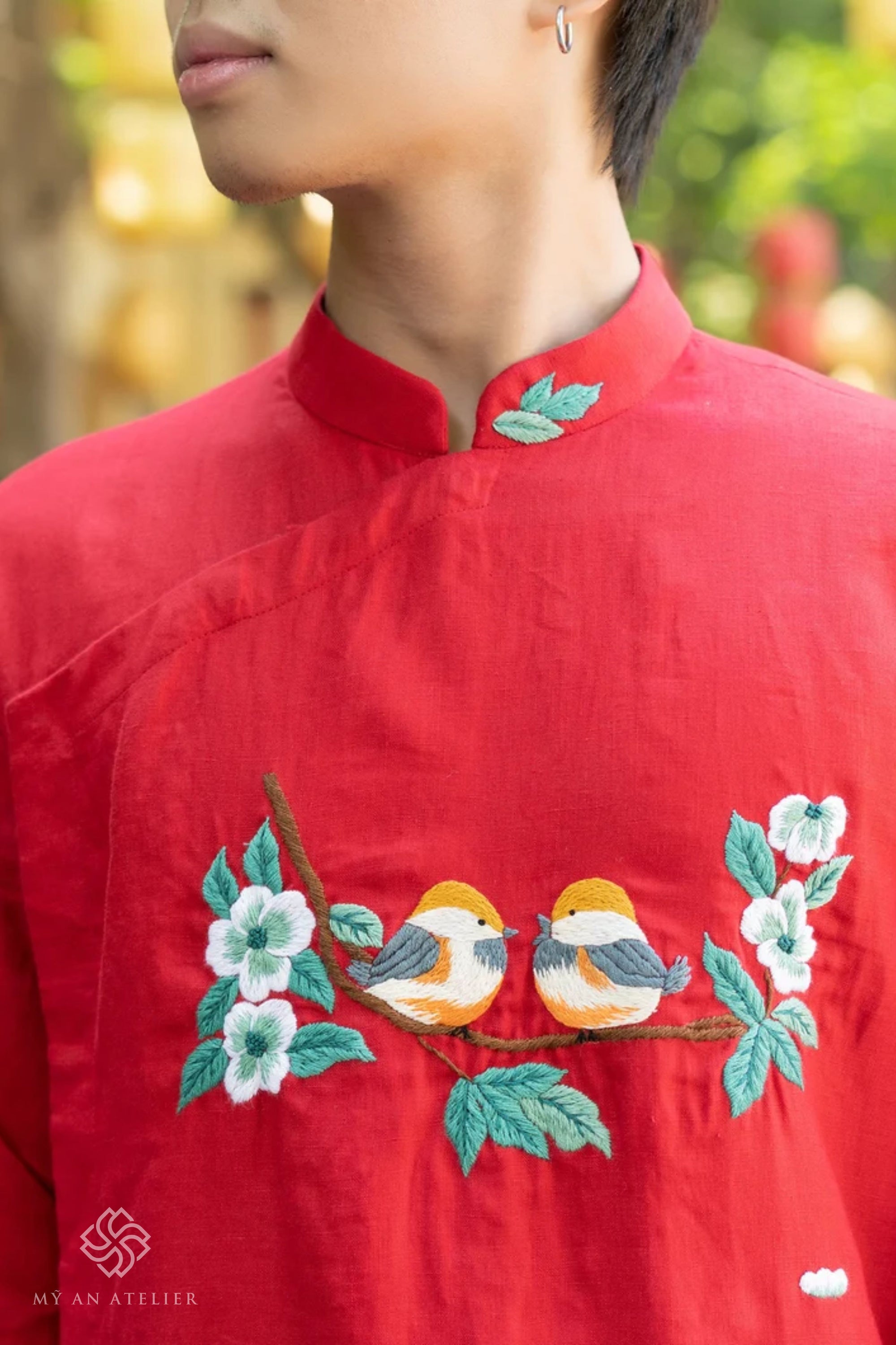 Linen Vietnamese bride dress