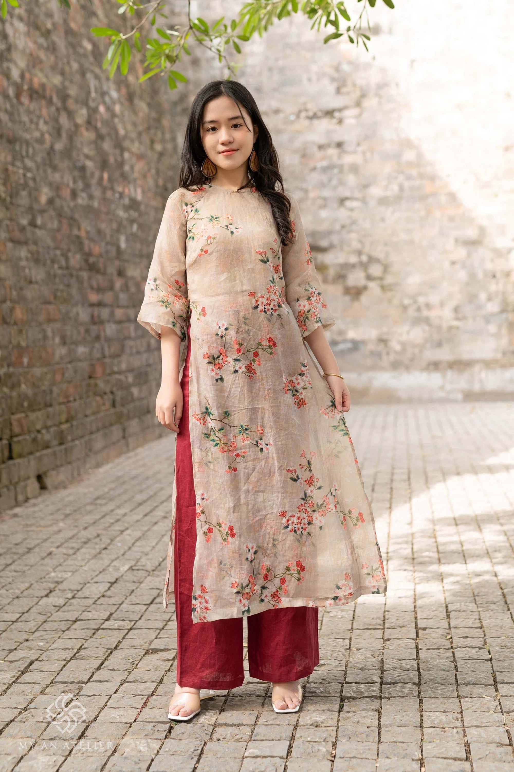 Linen Vietnamese dress ao dai