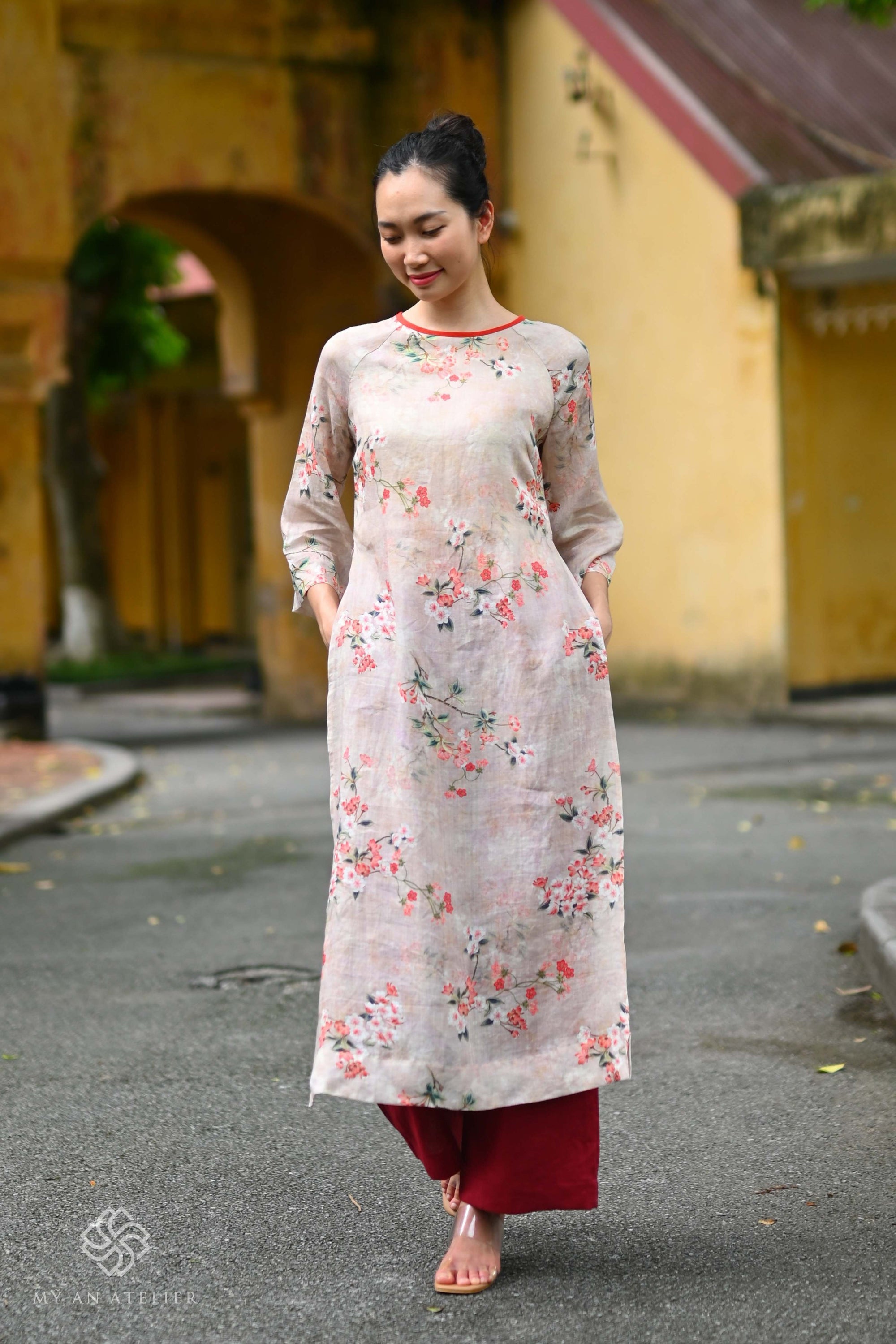 Linen Vietnamese dress ao dai