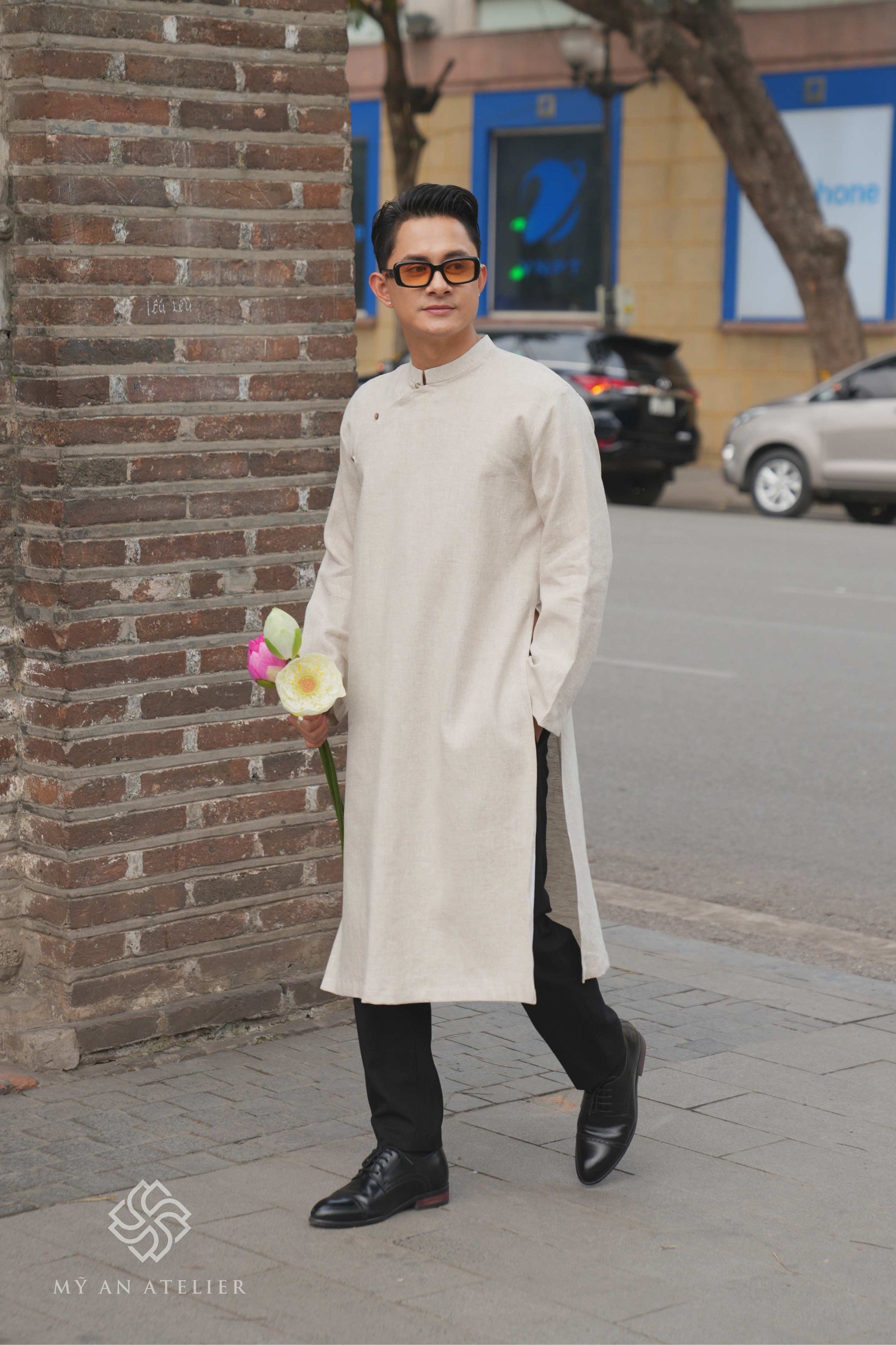 Linen vintage ao dai men