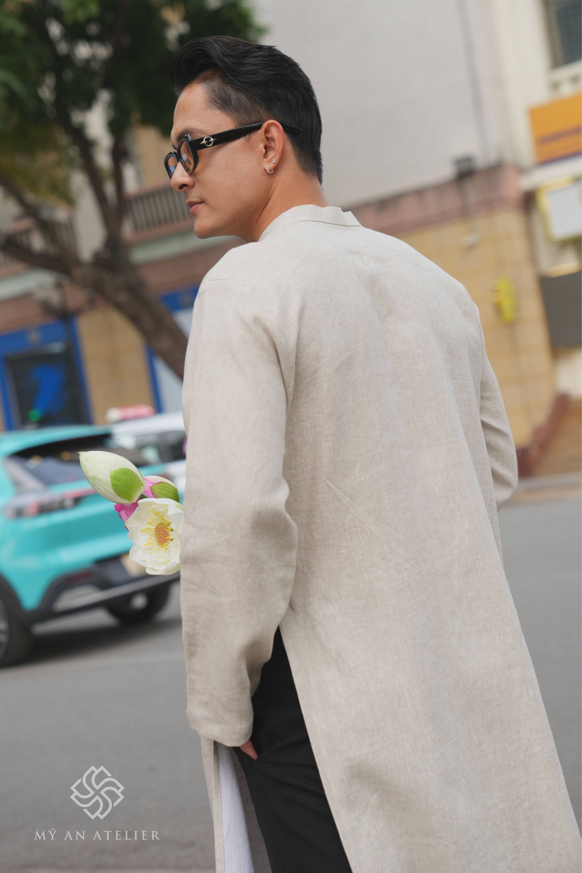 Linen vintage ao dai men
