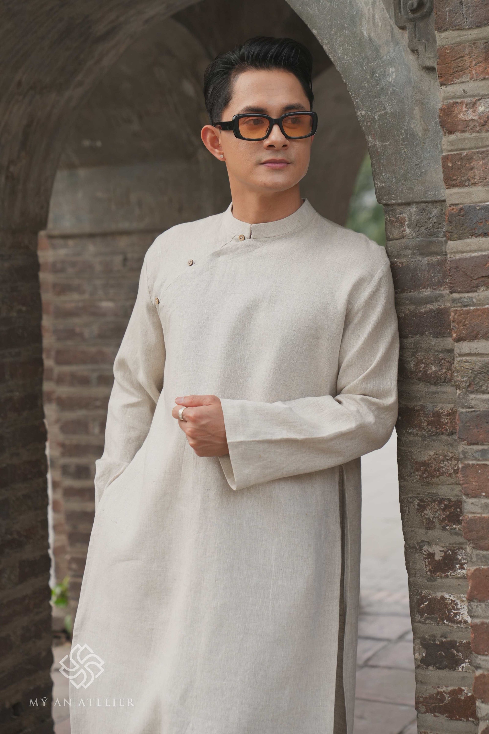 Linen vintage ao dai men