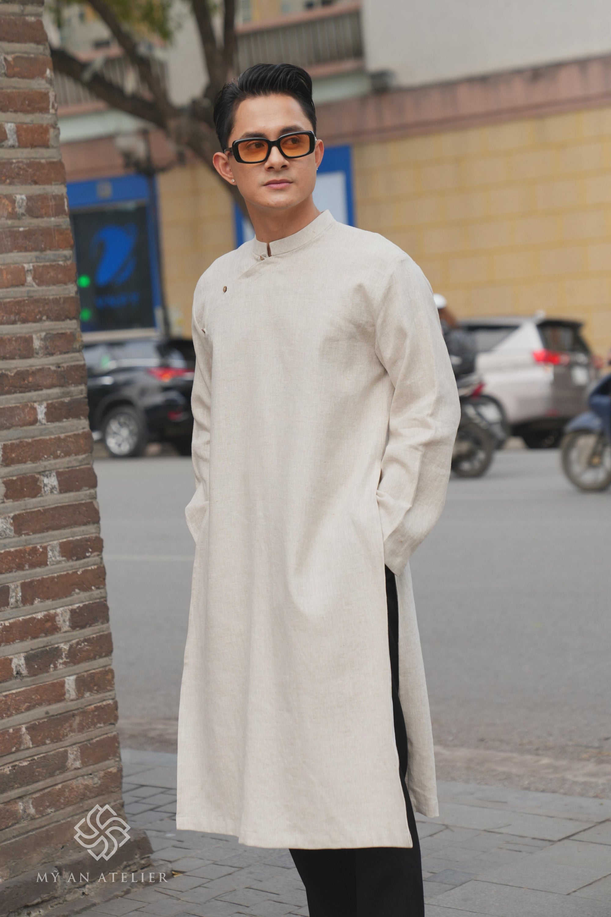 Linen vintage ao dai men
