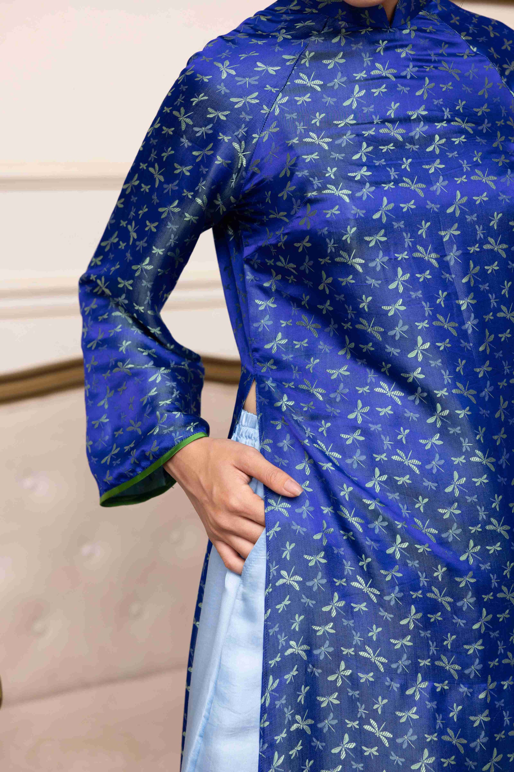 Long sleeve silk tunic dress