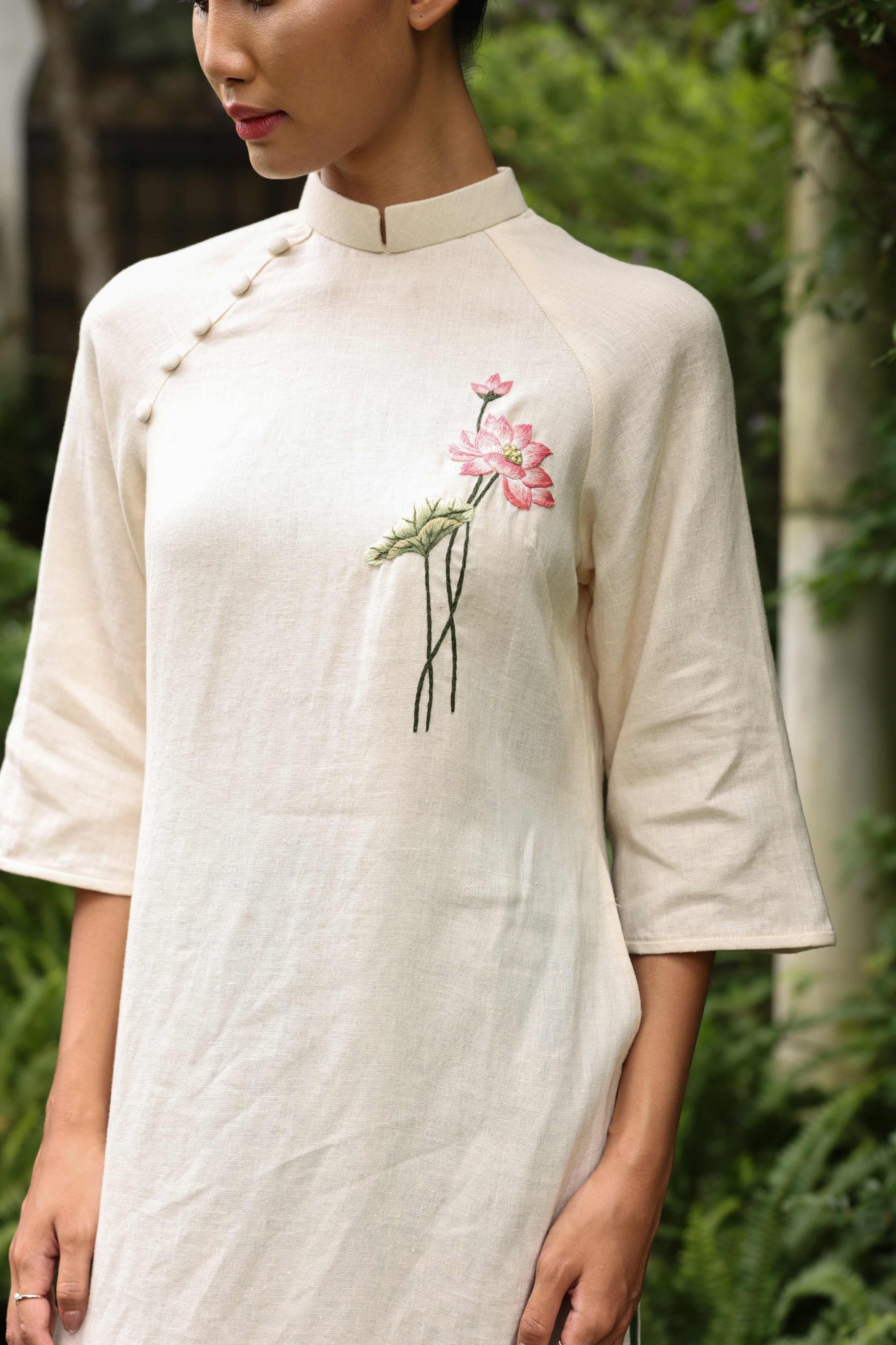 Matching linen ao dai set