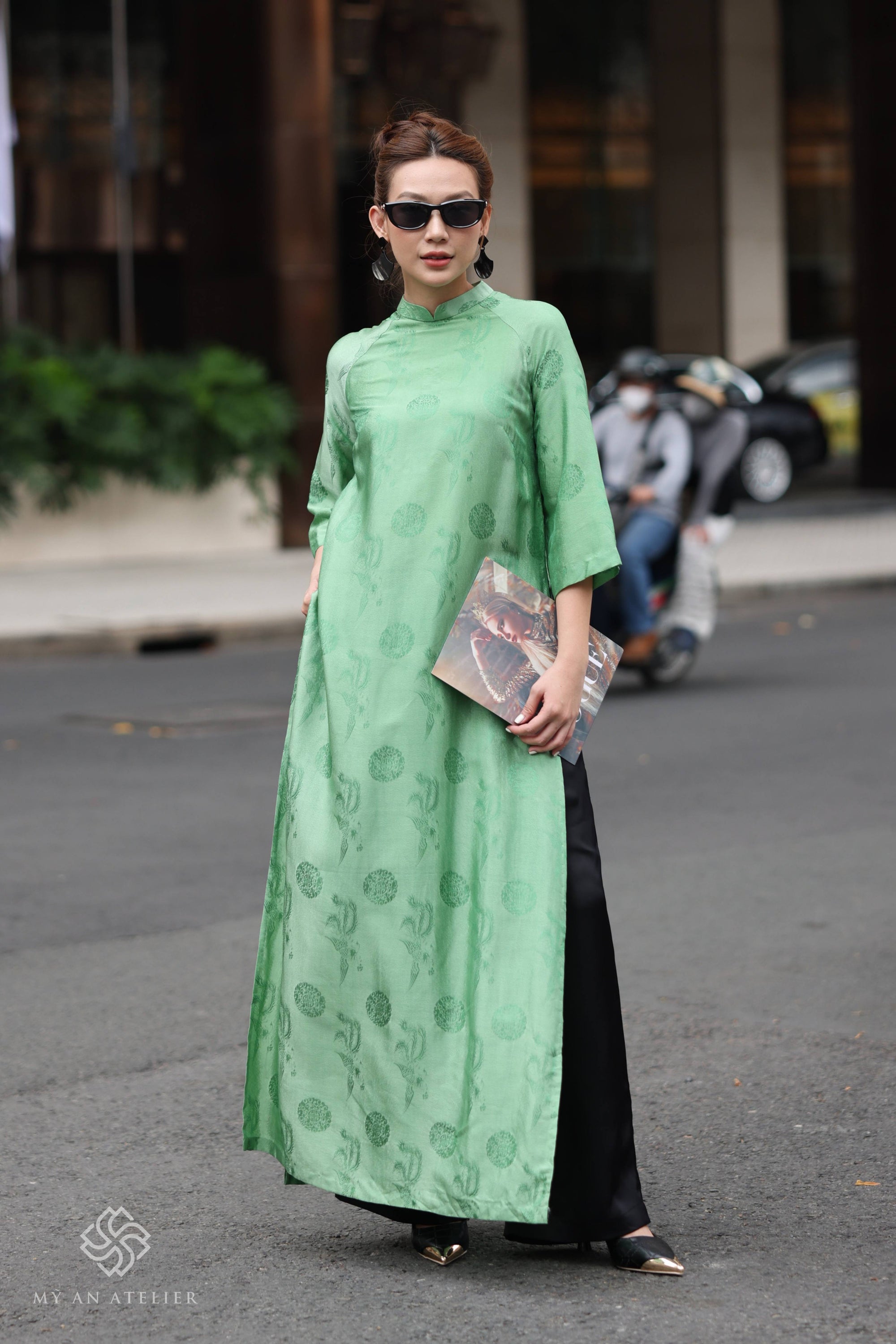 Mulberry silk ao dai plus size