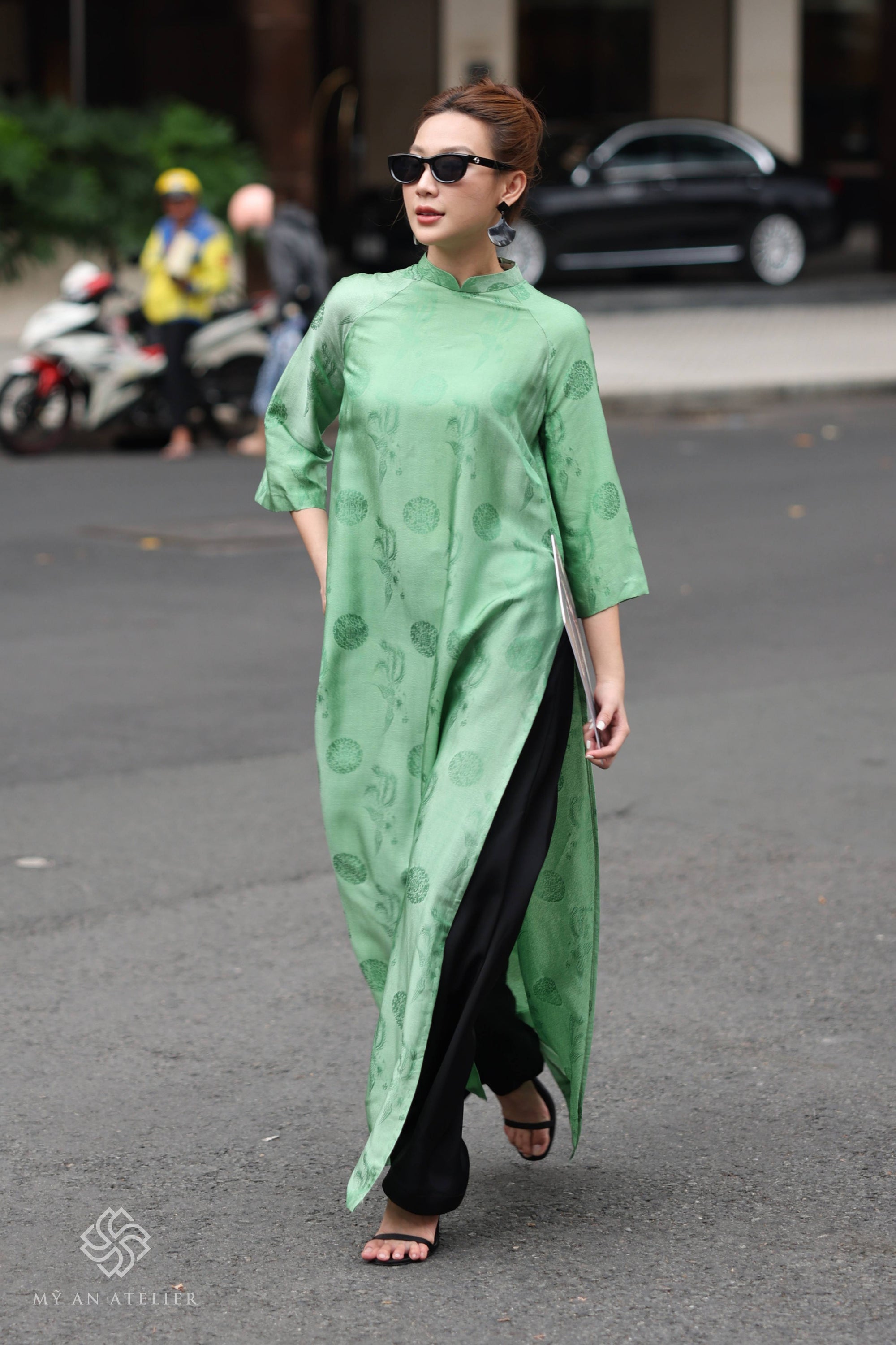 Mulberry silk ao dai plus size