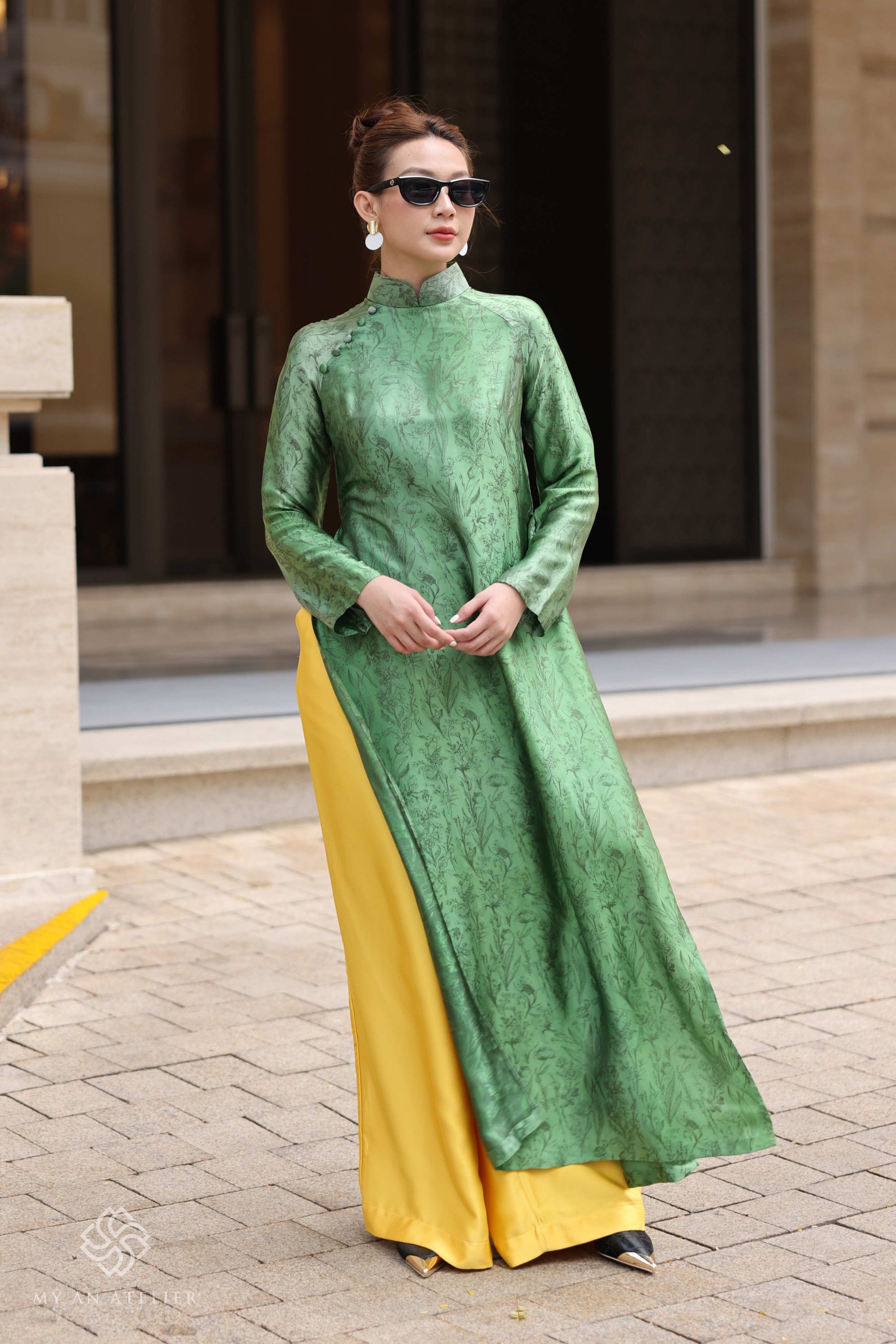 Mulberry silk formal Vietnamese dress