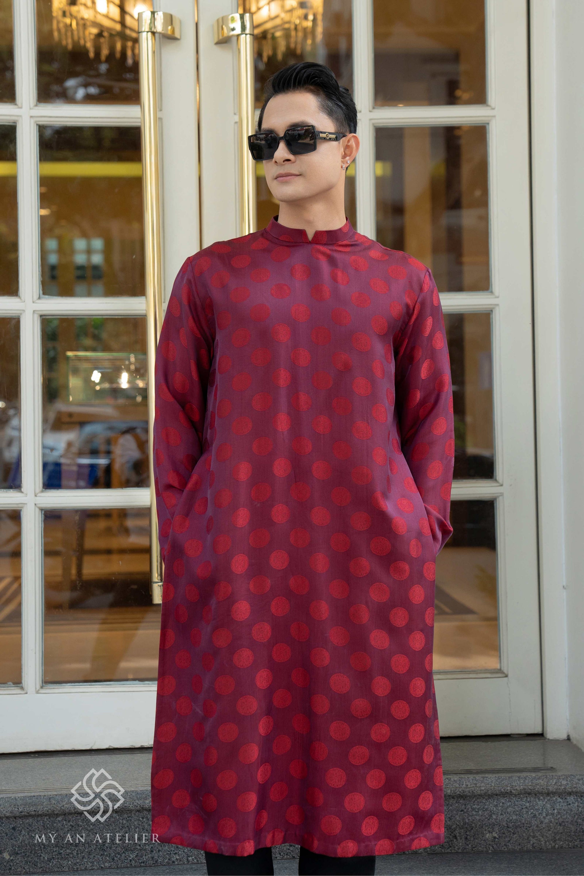 Mulberry silk men Vietnamese tunic dress