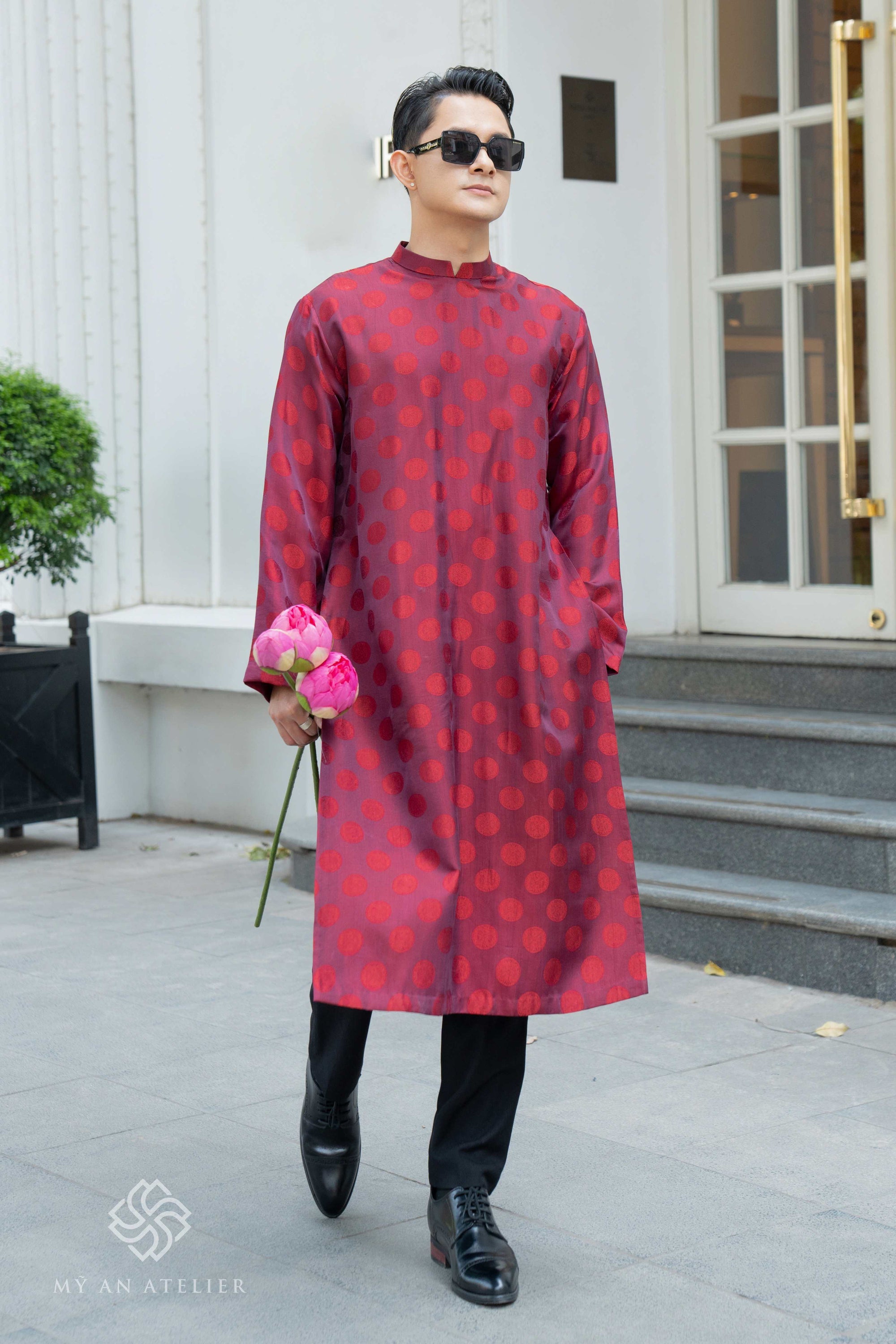 Mulberry silk men Vietnamese tunic dress