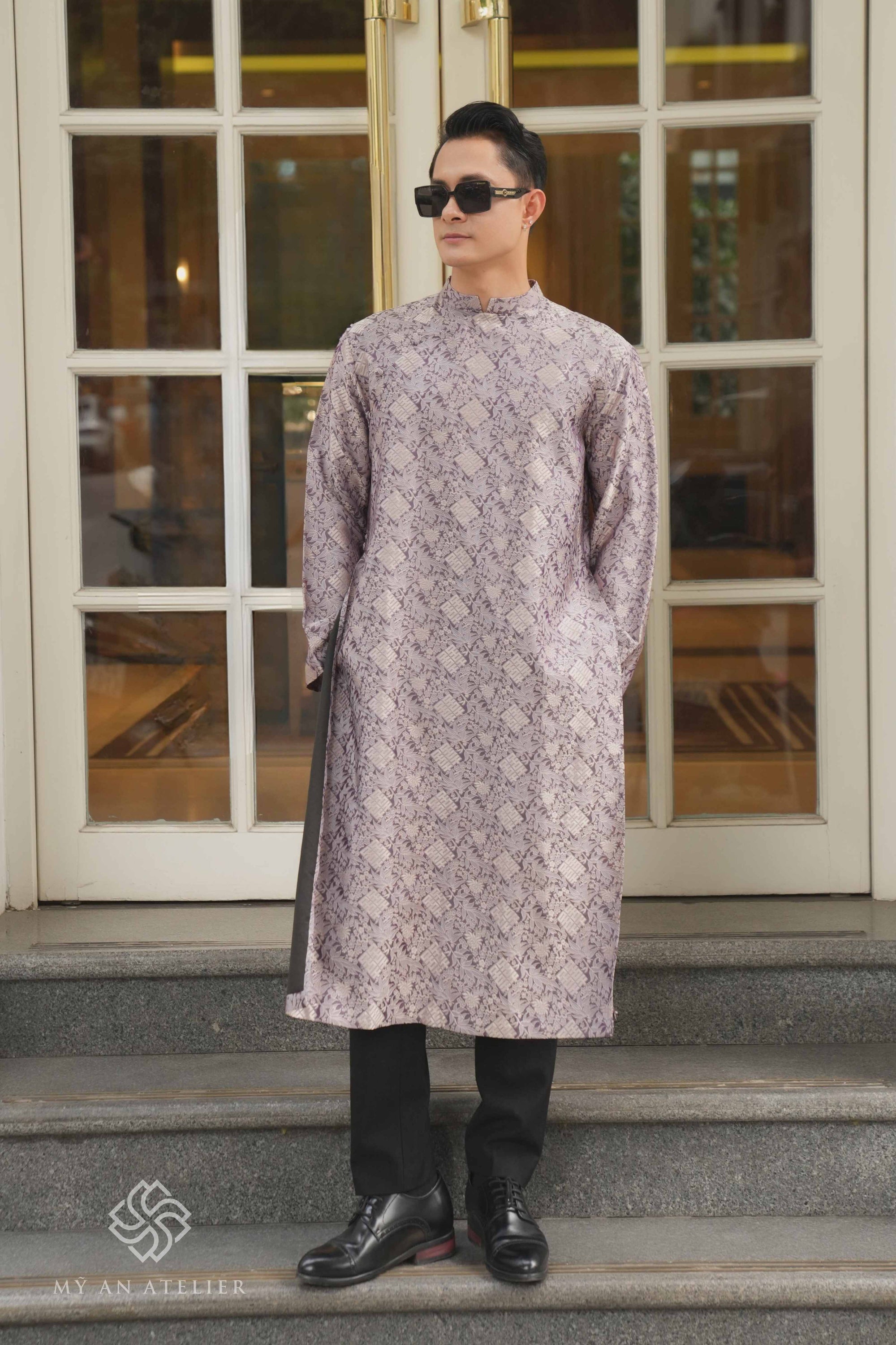 Mulberry silk men ao dai dress