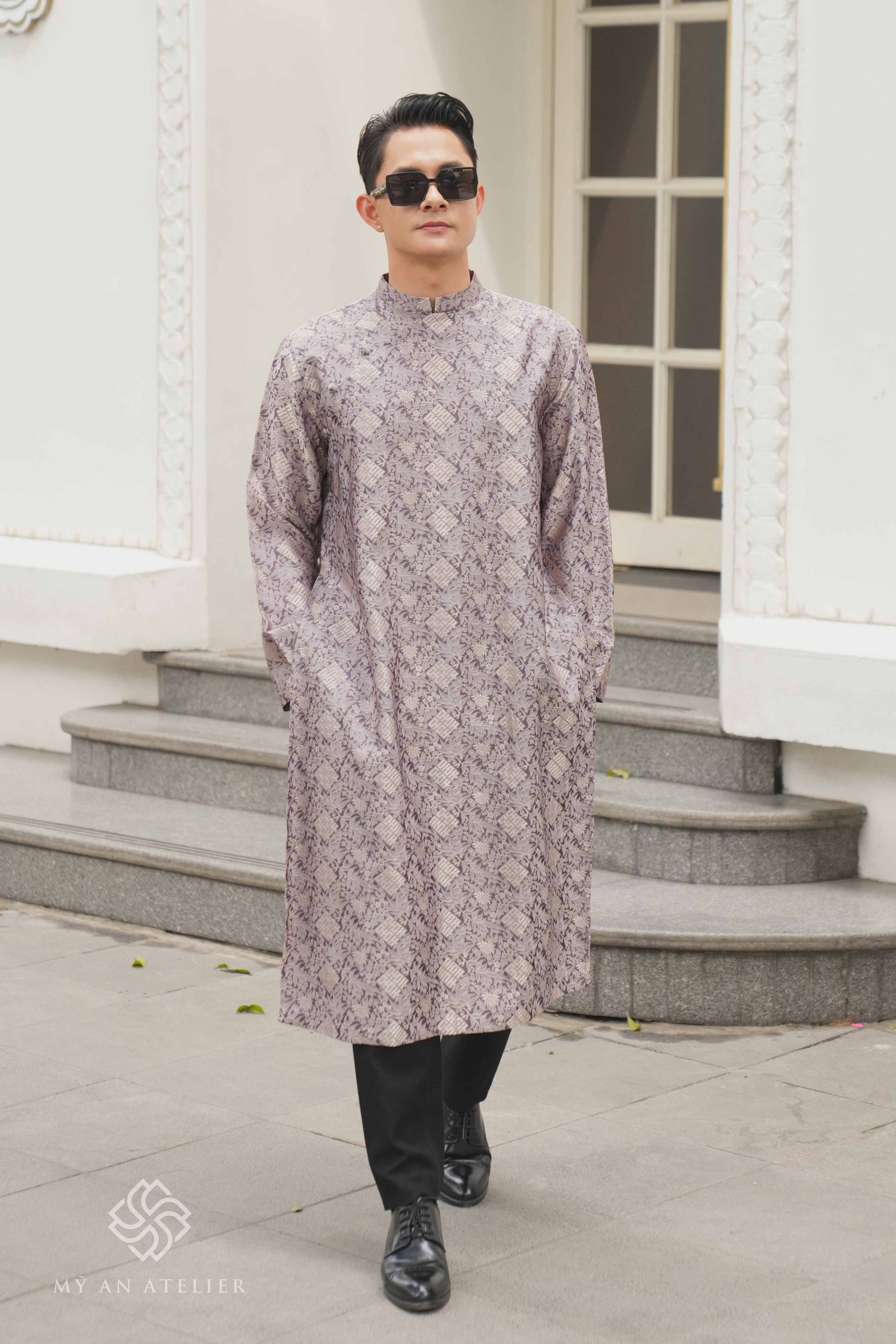 Mulberry silk men ao dai dress