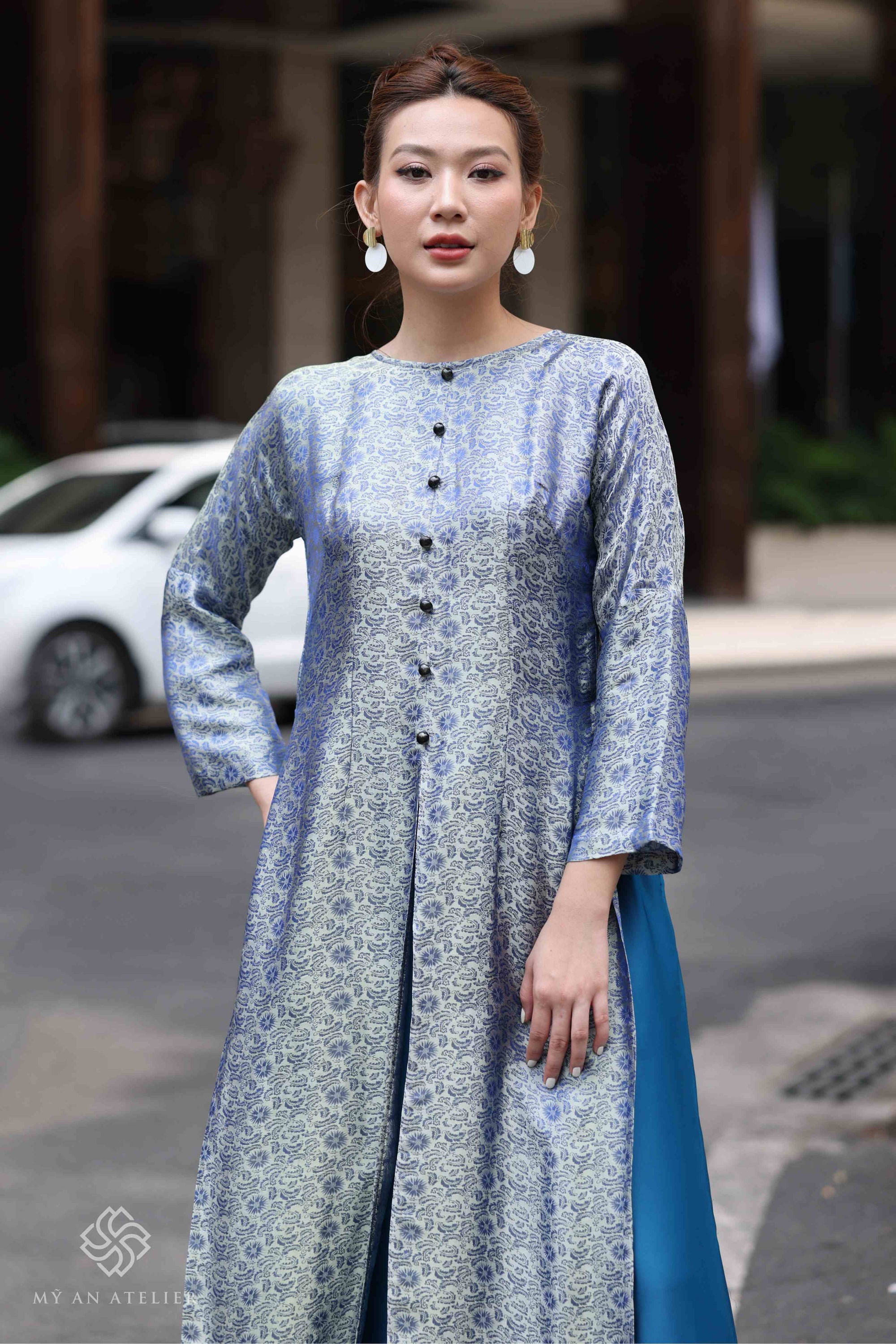 Mulberry silk modern ao dai dress