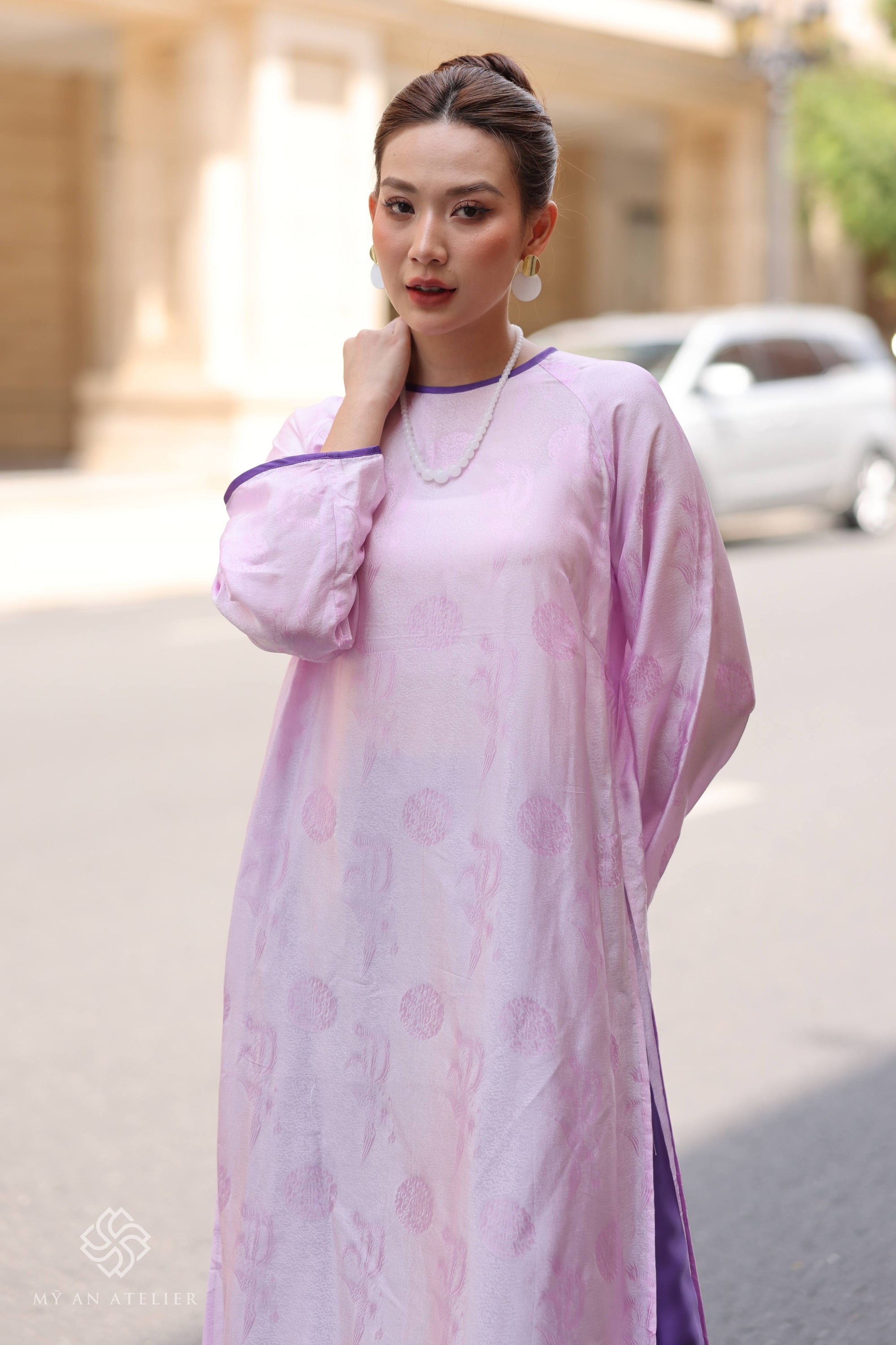 Mulberry silk modern Vietnamese dress